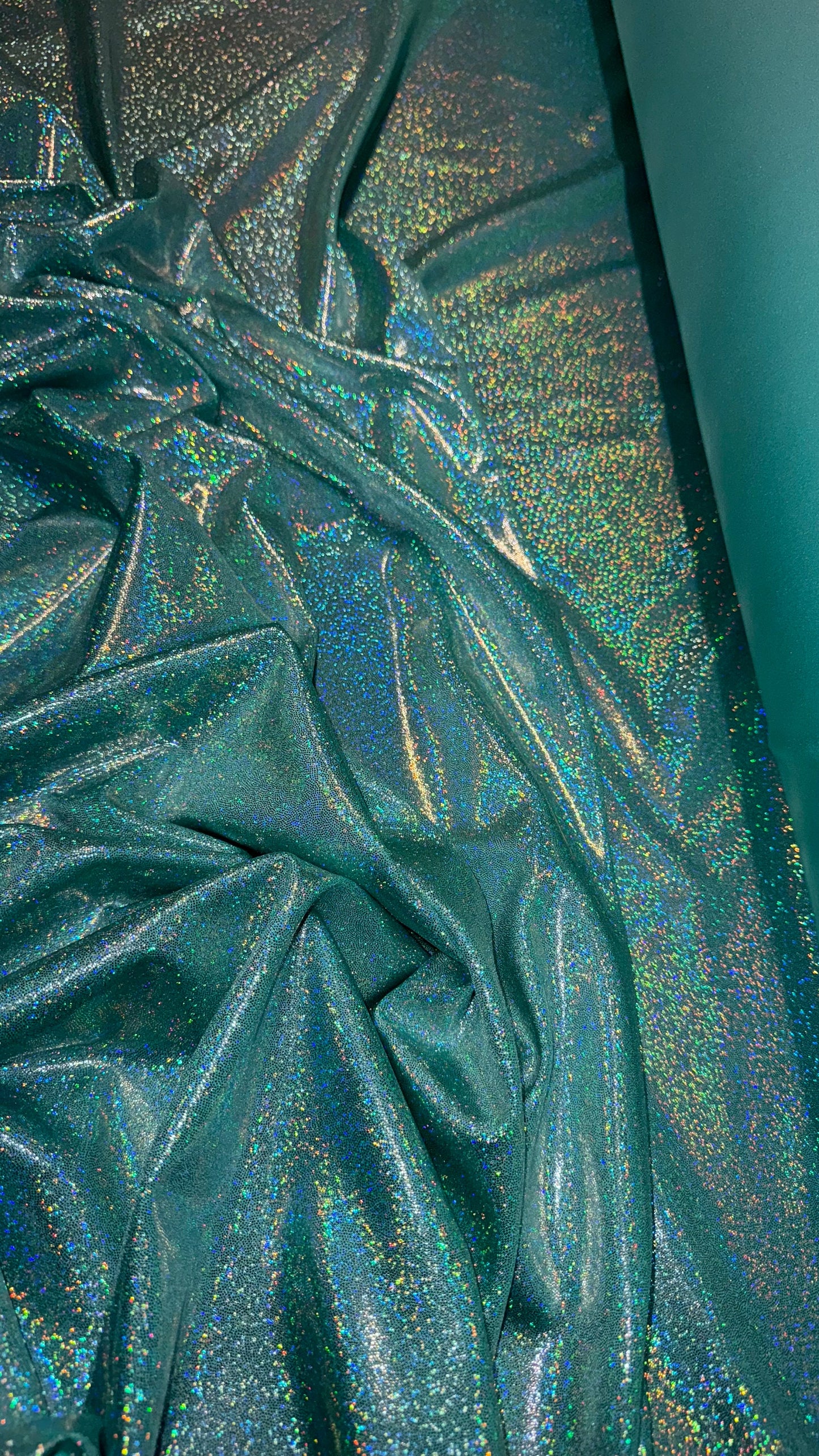 Tiffany silver sparkling hologram foggy foil metallic nylon spandex 4-way stretch 58/60” High quality fabrics by AlexLAFabrics