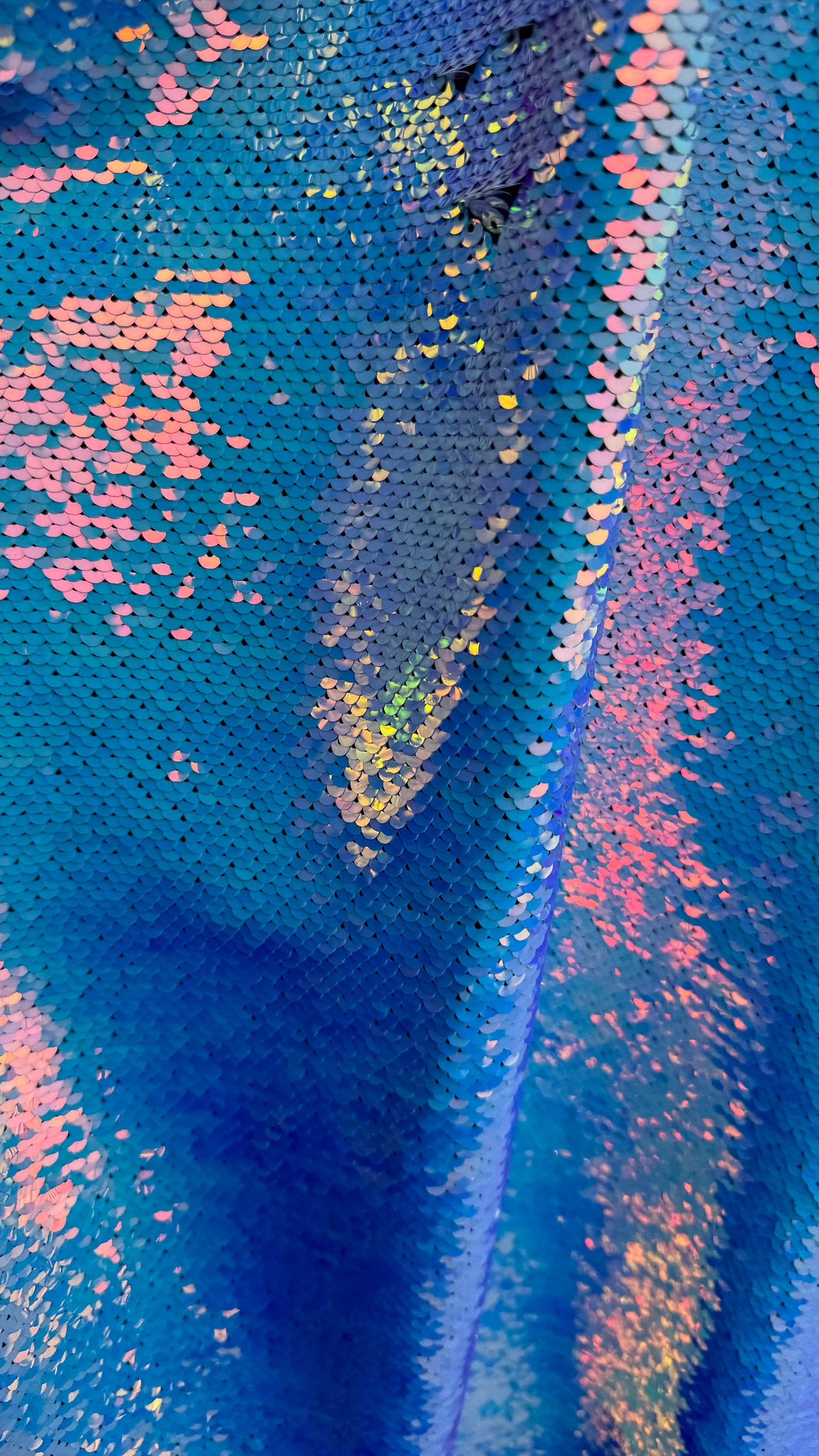 Mermaid sequins Iridescent white on spandex base 2-way stretch 58/60” High quality fabrics by AlexLAFabrics
