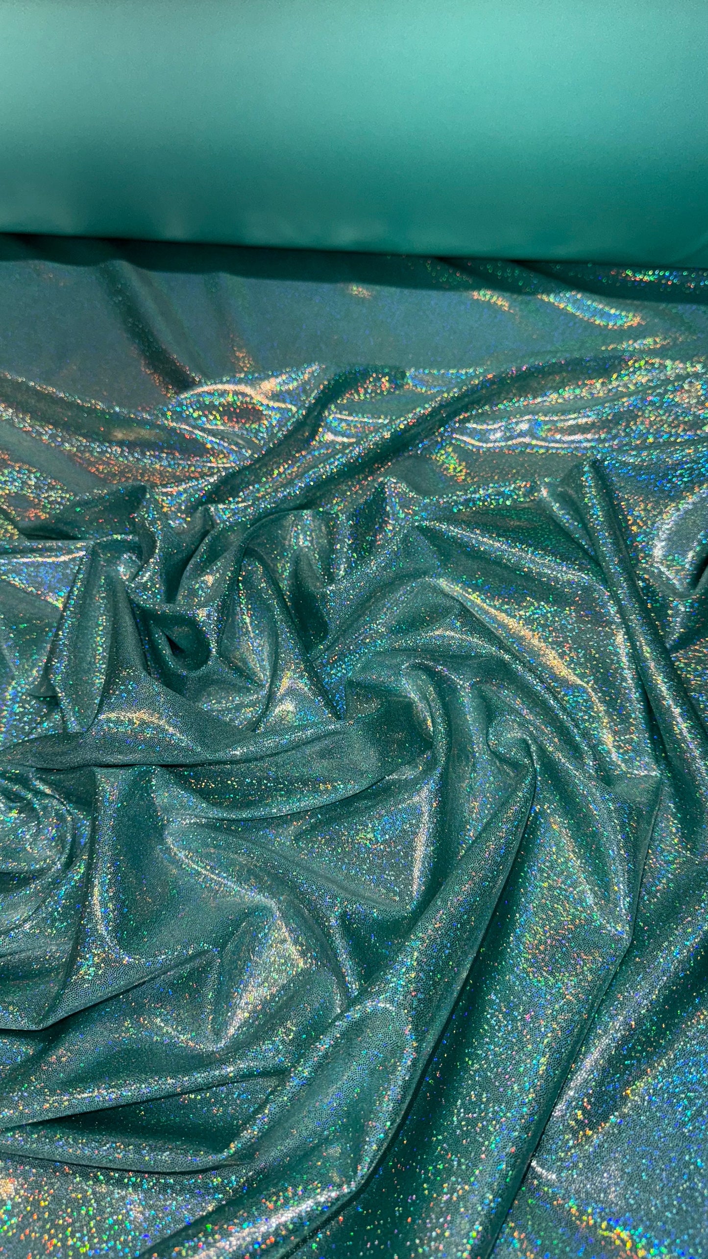 Tiffany silver sparkling hologram foggy foil metallic nylon spandex 4-way stretch 58/60” High quality fabrics by AlexLAFabrics