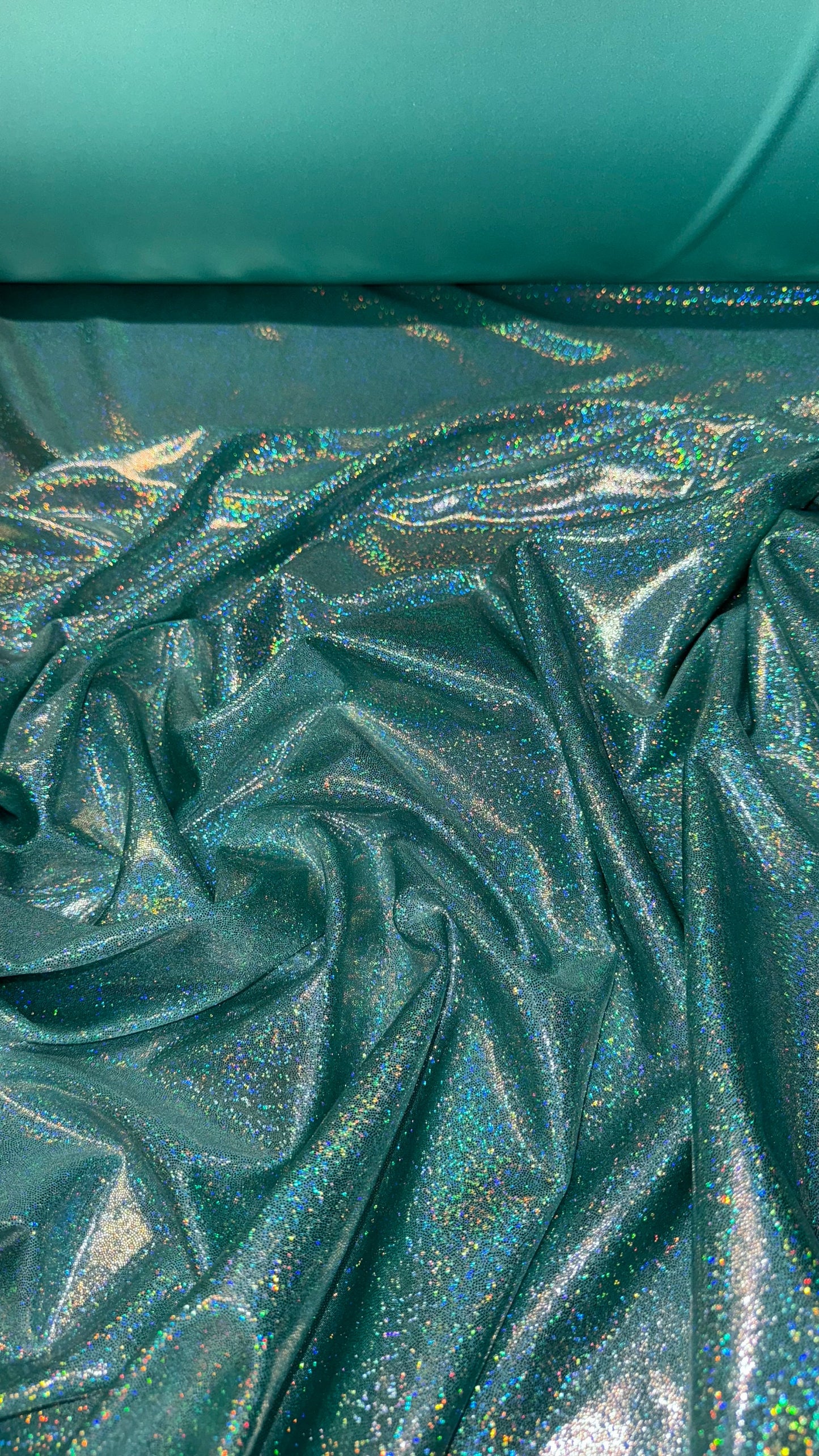 Tiffany silver sparkling hologram foggy foil metallic nylon spandex 4-way stretch 58/60” High quality fabrics by AlexLAFabrics