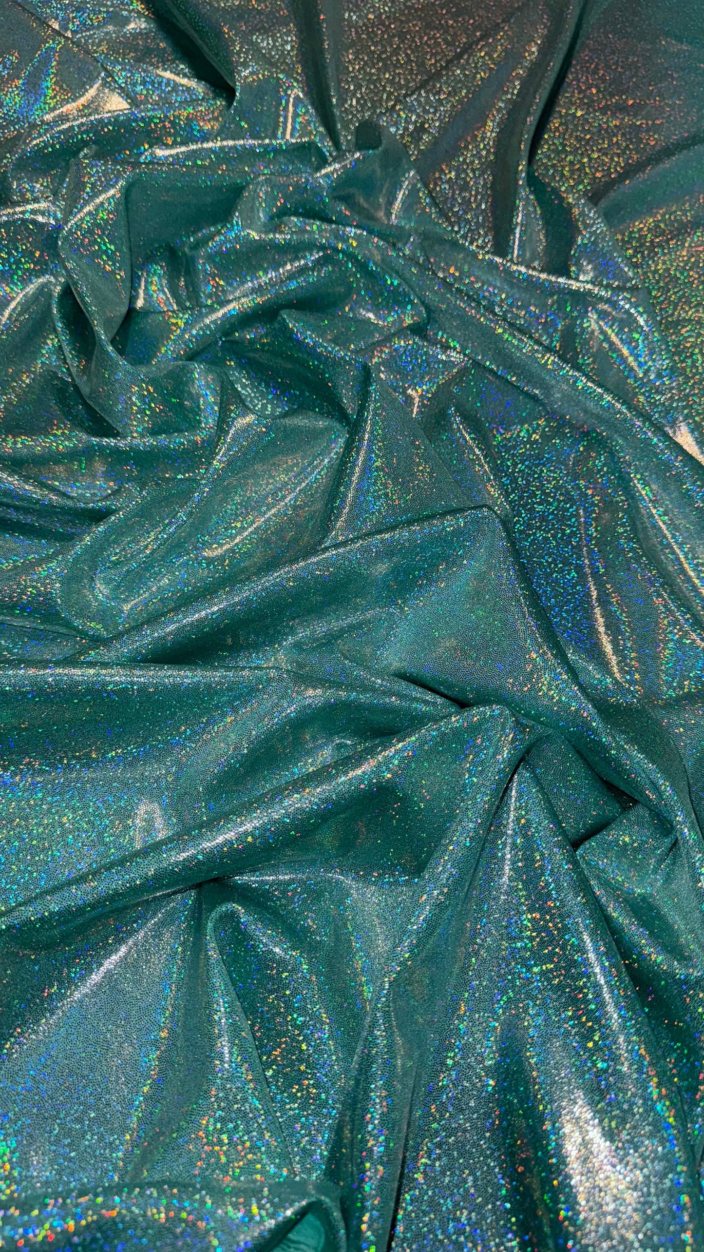 Tiffany silver sparkling hologram foggy foil metallic nylon spandex 4-way stretch 58/60” High quality fabrics by AlexLAFabrics