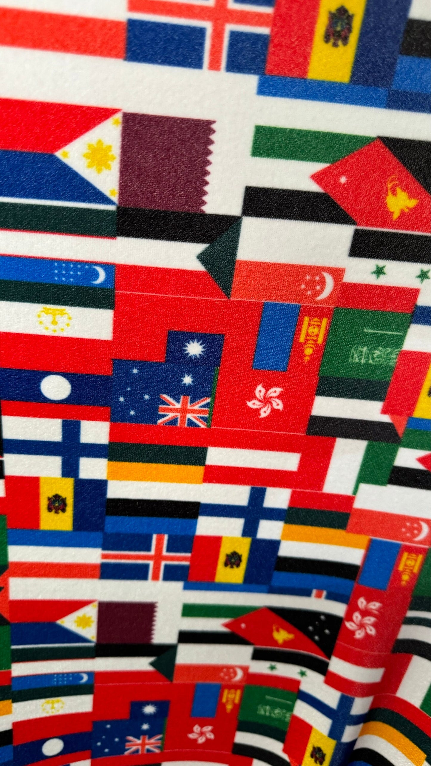 Nation International flags design print on great quality of stretch velvet 4-way stretch 58/60” High quality fabrics by AlexLAFabrics