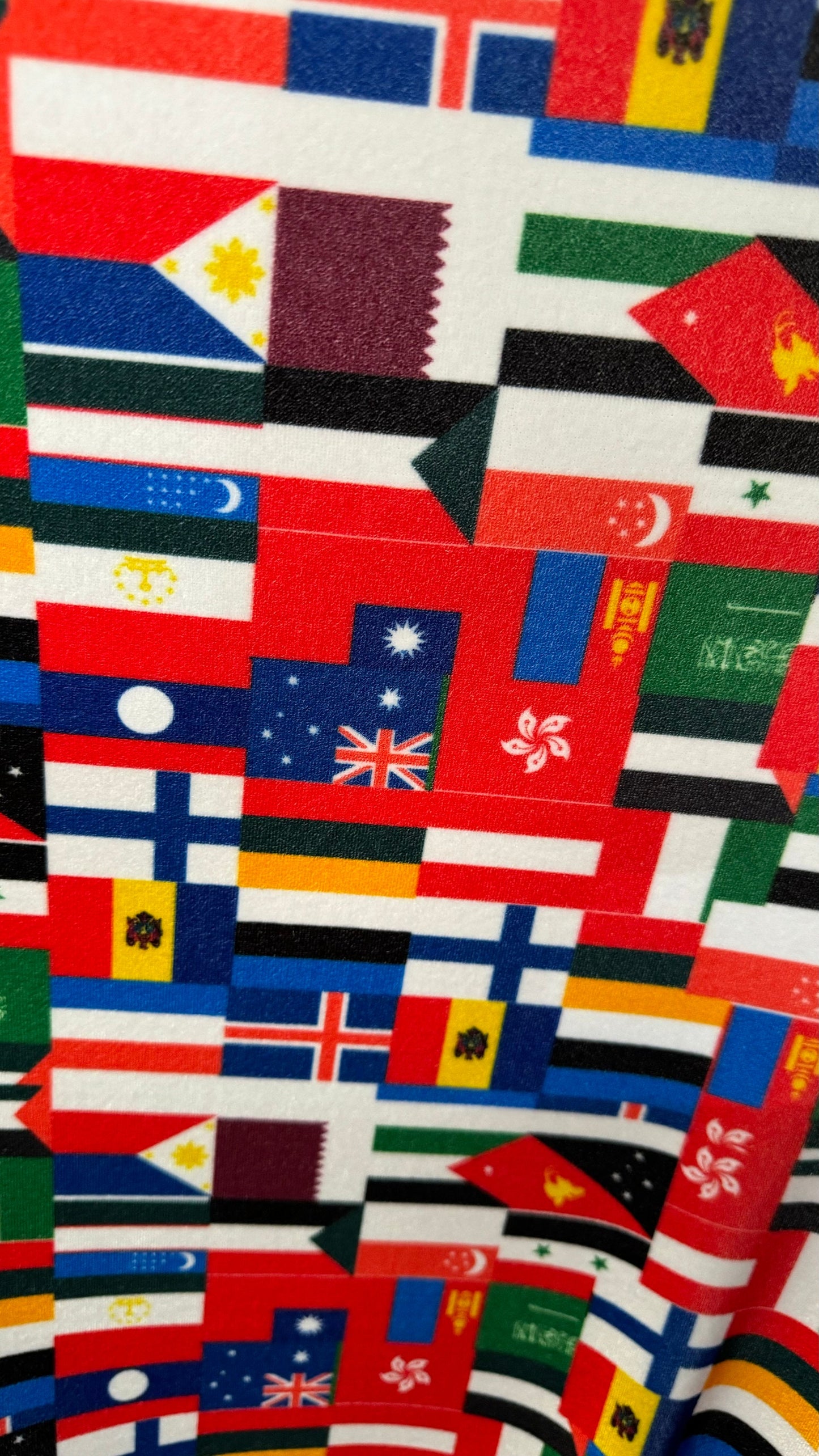 Nation International flags design print on great quality of stretch velvet 4-way stretch 58/60” High quality fabrics by AlexLAFabrics