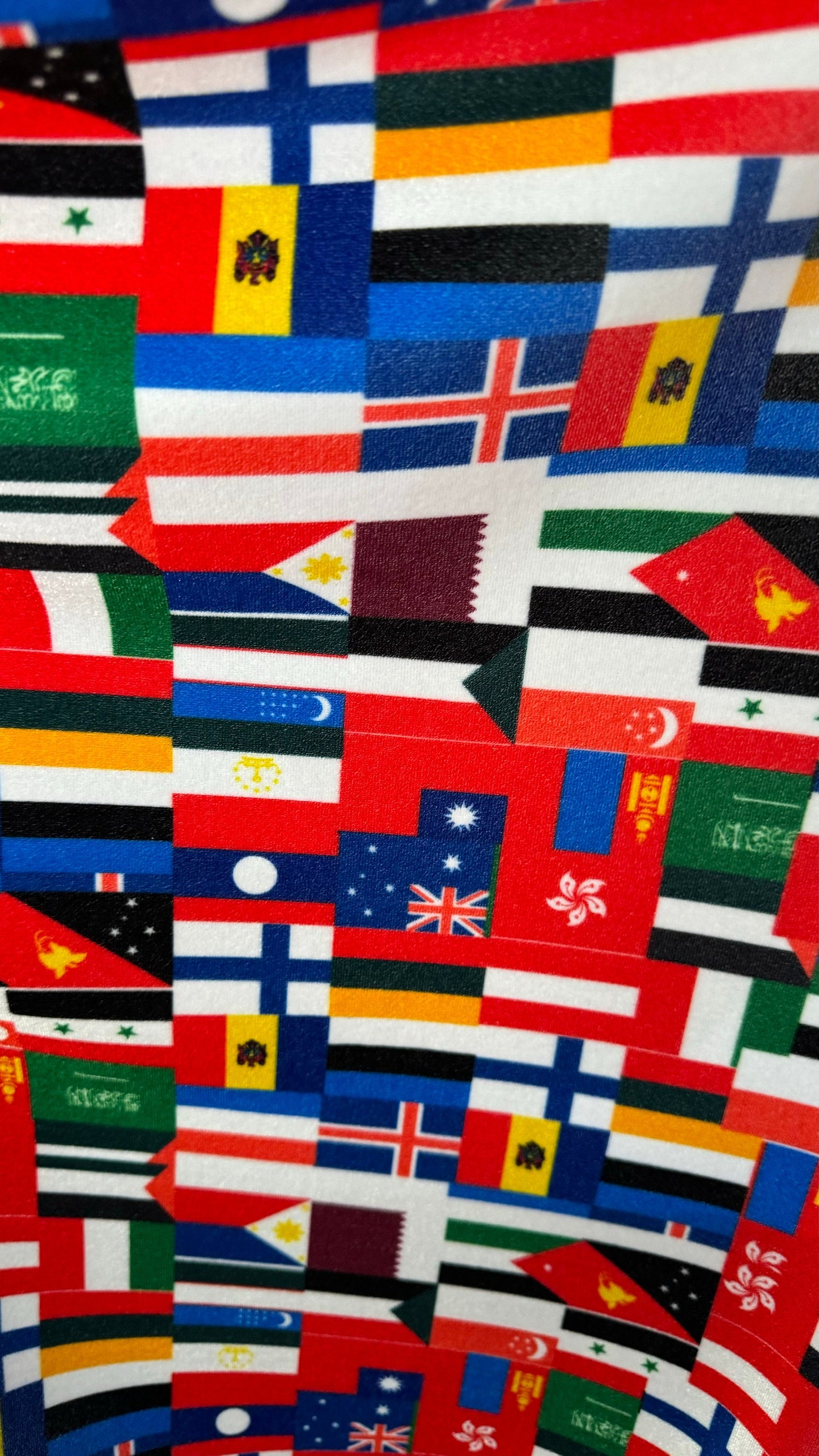 Nation International flags design print on great quality of stretch velvet 4-way stretch 58/60” High quality fabrics by AlexLAFabrics