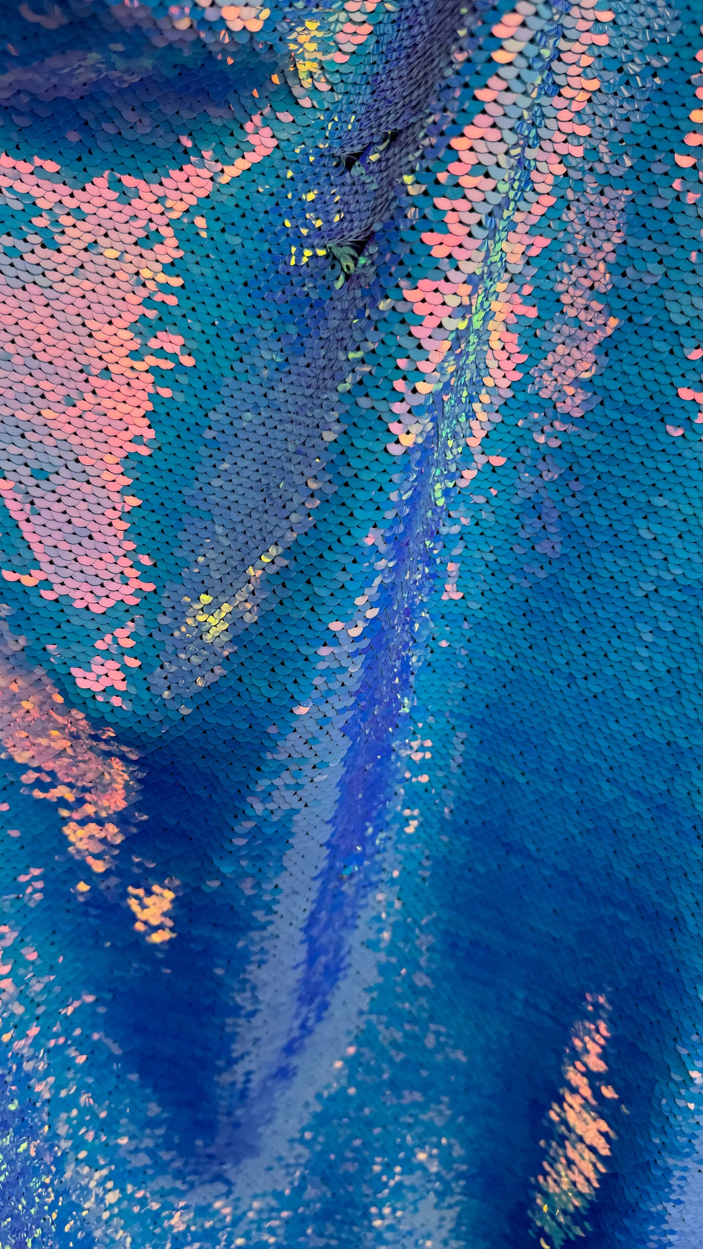 Mermaid sequins Iridescent white on spandex base 2-way stretch 58/60” High quality fabrics by AlexLAFabrics