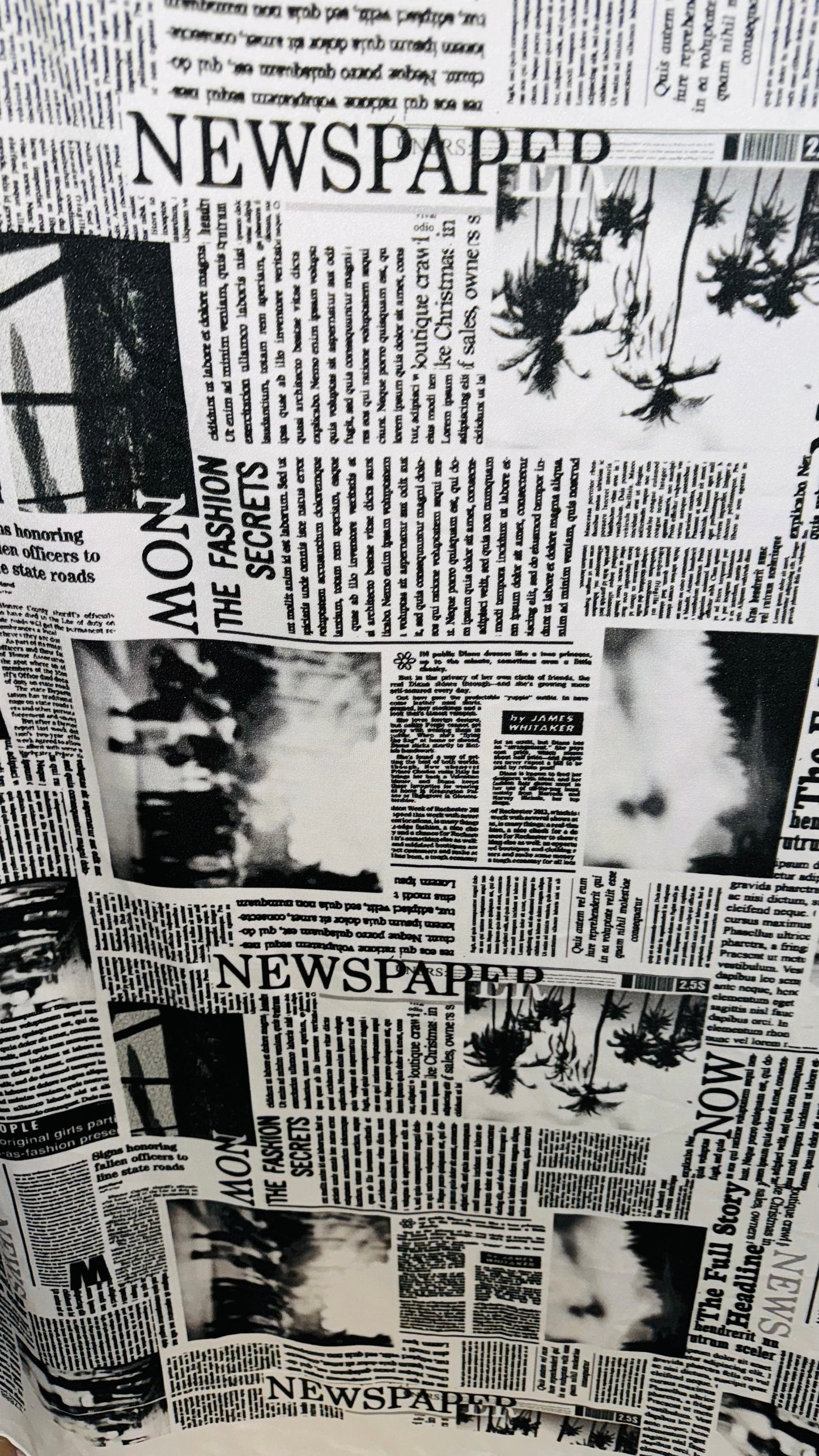 Newspaper design print on great quality of nylon spandex 4-way stretch 58/60”