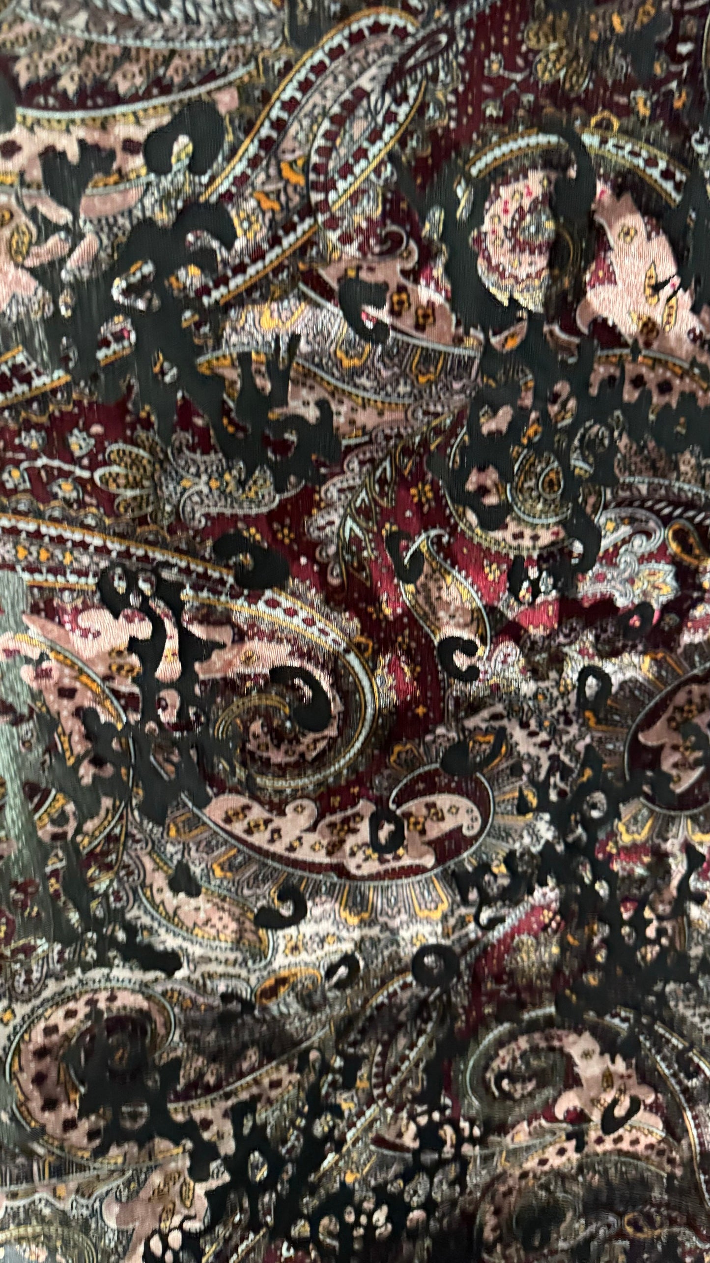 Deluxe Paisley design burnout stretch velvet best quality in the market 4-way stretch 58/60”