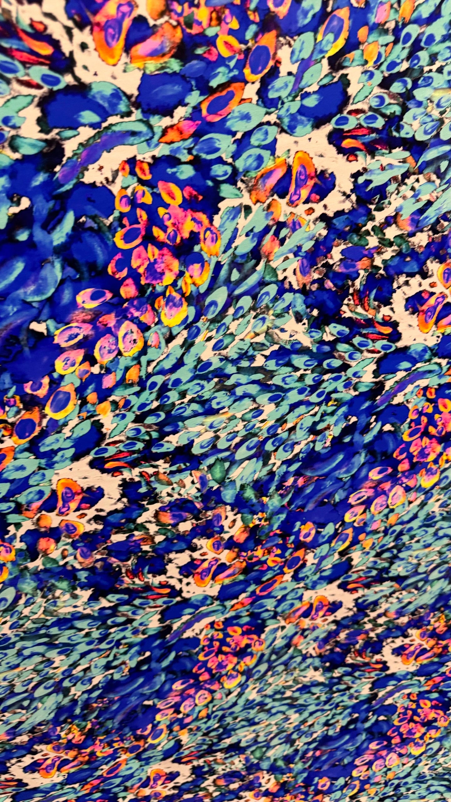 New Abstract Peacock design print on best quality of nylon spandex 4-way stretch 58/60” High Quality fabrics by AlexLAFabrics