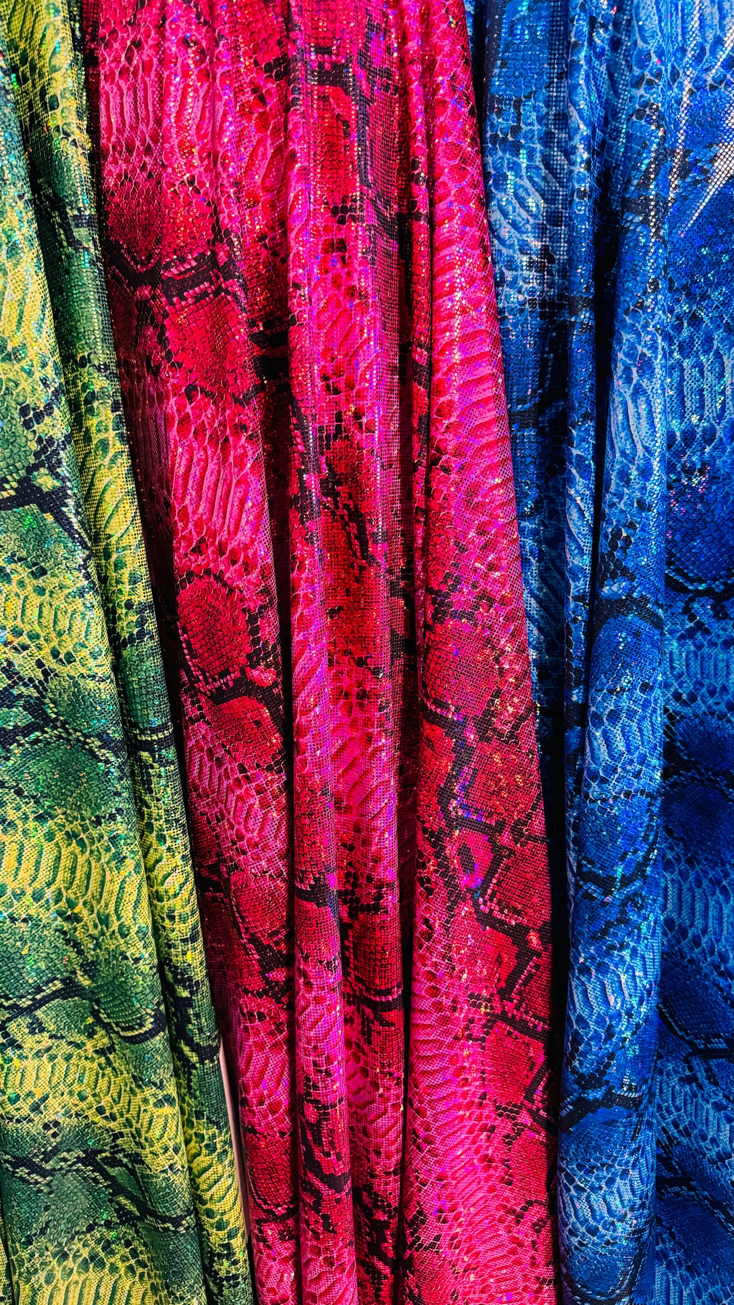 Viper Exotic design hologram metallic nylon spandex 4-way stretch 58/60” High quality fabrics by AlexLAFabrics