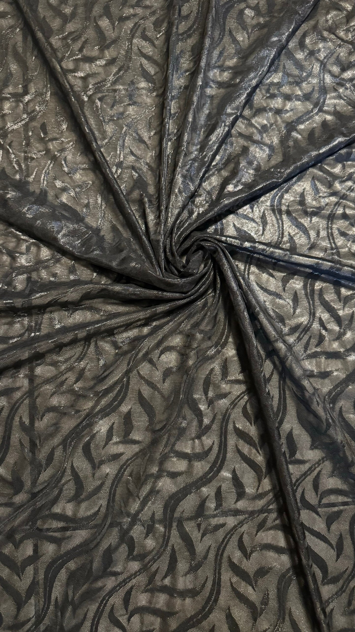 New Titanium metallic embroidery mesh 4-way stretch 58/60” High Quality fabrics by AlexLAFabrics