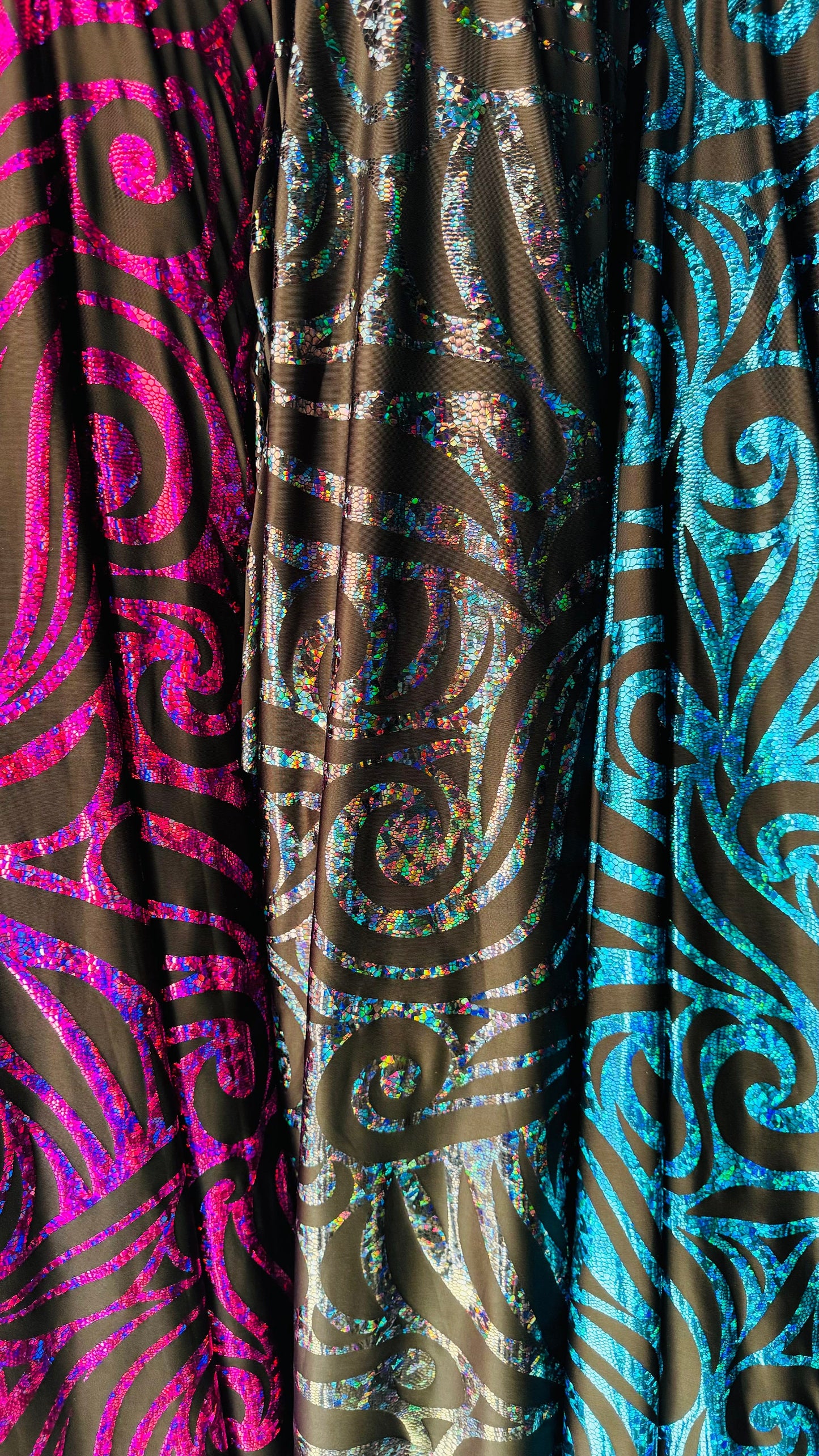 Rolex Swirl design Hologram metallic poly spandex light weight 4-way stretch 58/60” High quality fabrics by AlexLAFabrics