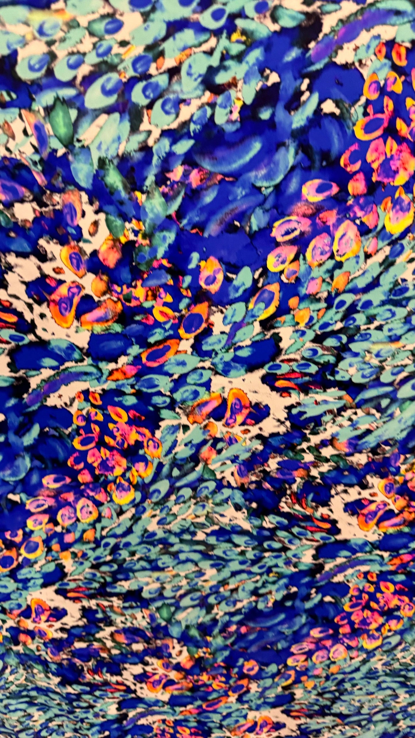 New Abstract Peacock design print on best quality of nylon spandex 4-way stretch 58/60” High Quality fabrics by AlexLAFabrics