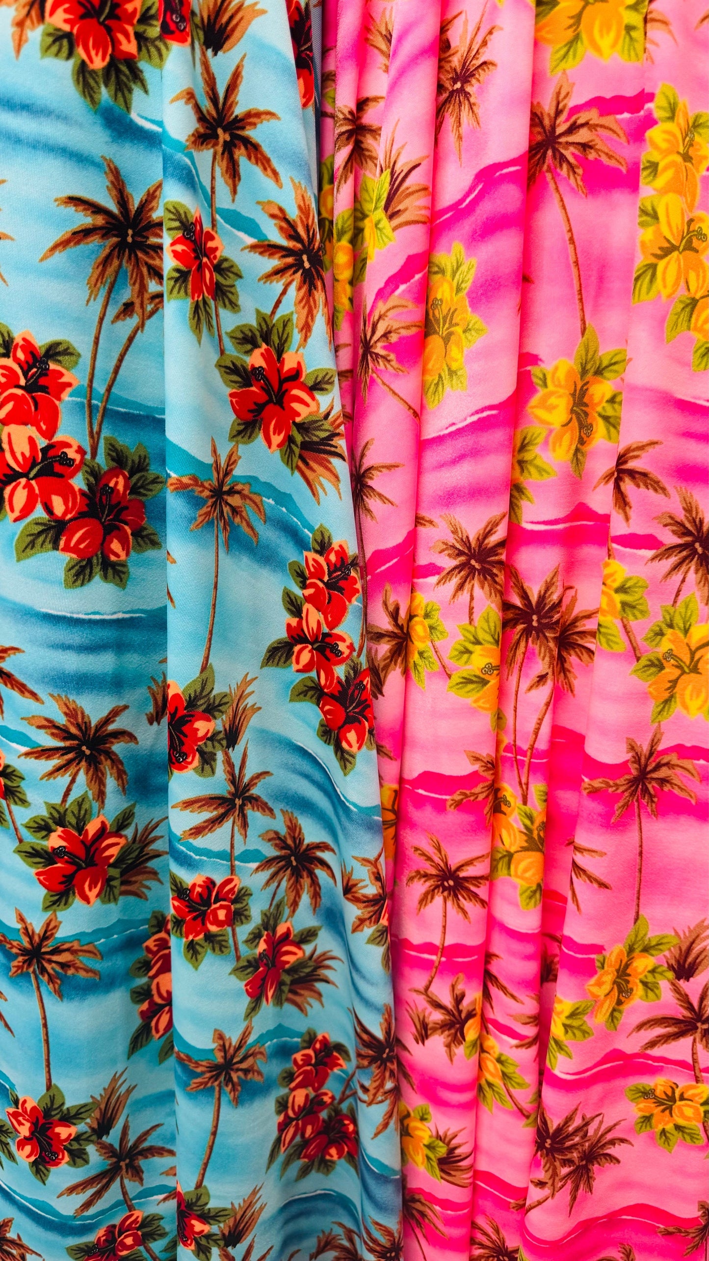 Hawaian design on Brazilian nylon spandex great quality 4-way stretch 58/60” High quality spandex by AlexLAFabrics