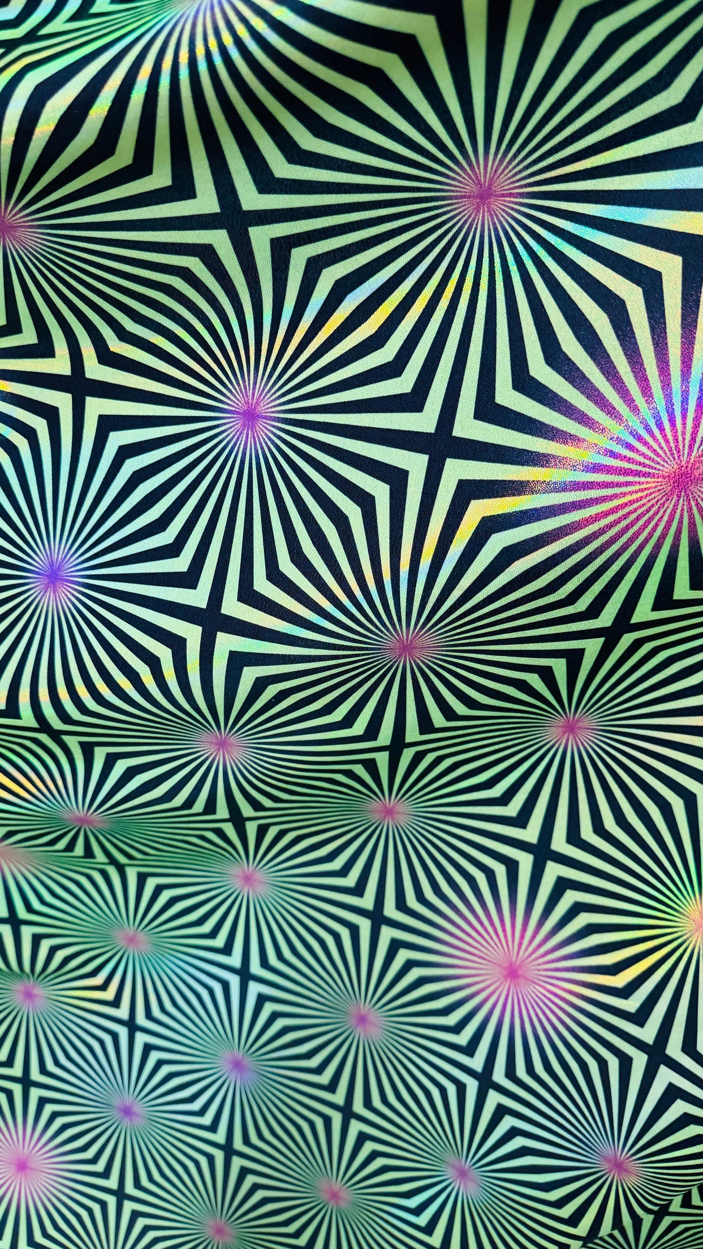 New Psychedelic abstract design Iridescent metallic nylon spandex with foggy foil 4-way stretch 58/60” High quality fabrics by AlexLAFabric