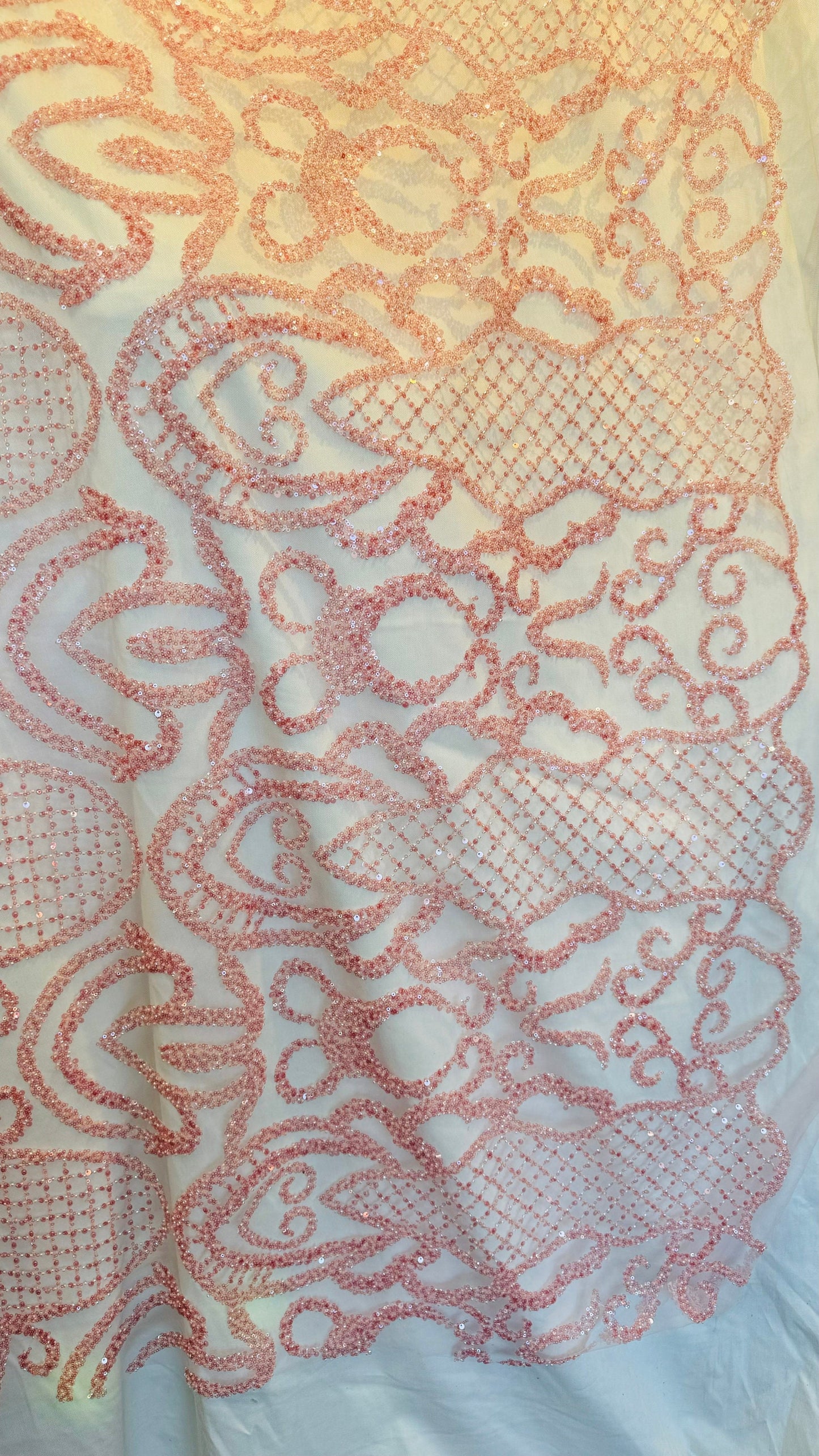 Luxury 3D Beaded France Lace design embroidered ok 4-way stretch 55/57” High Quality fabrics by AlexLAFabrics