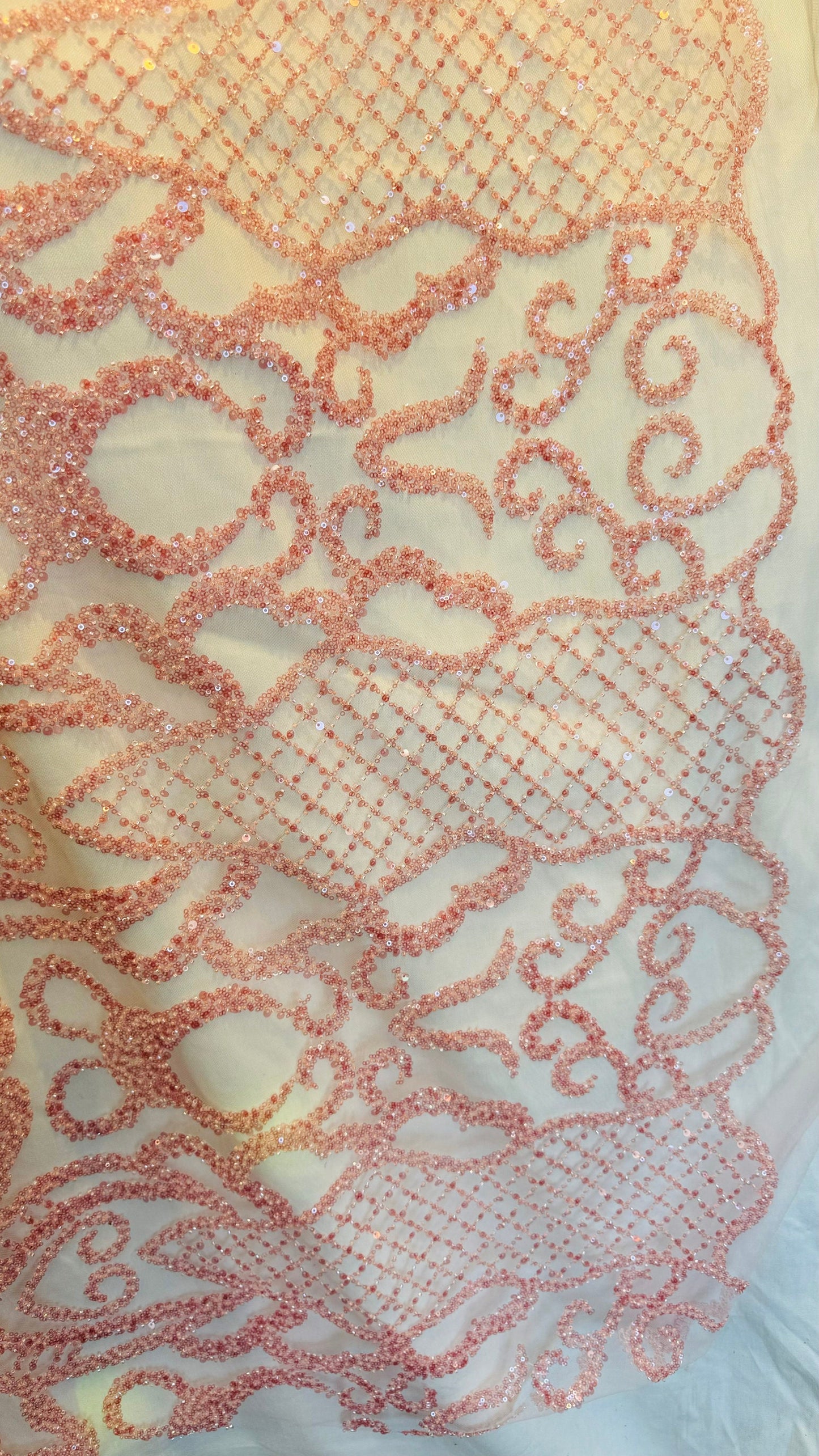 Luxury 3D Beaded France Lace design embroidered ok 4-way stretch 55/57” High Quality fabrics by AlexLAFabrics