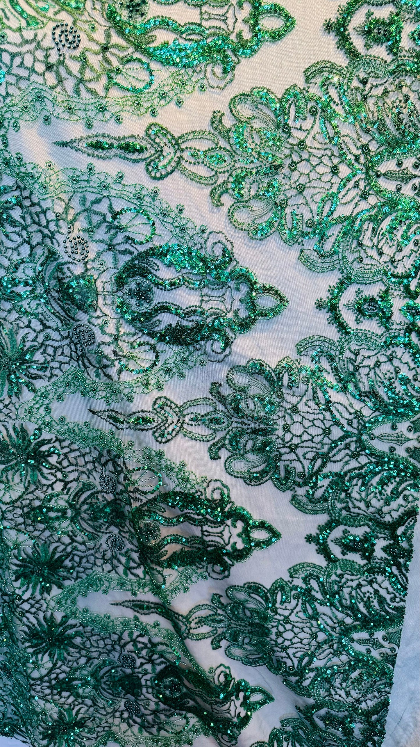 Luxury 3D Beaded Frace Lace design embroidered ok 4-way stretch 55/57” High Quality fabrics by AlexLAFabrics