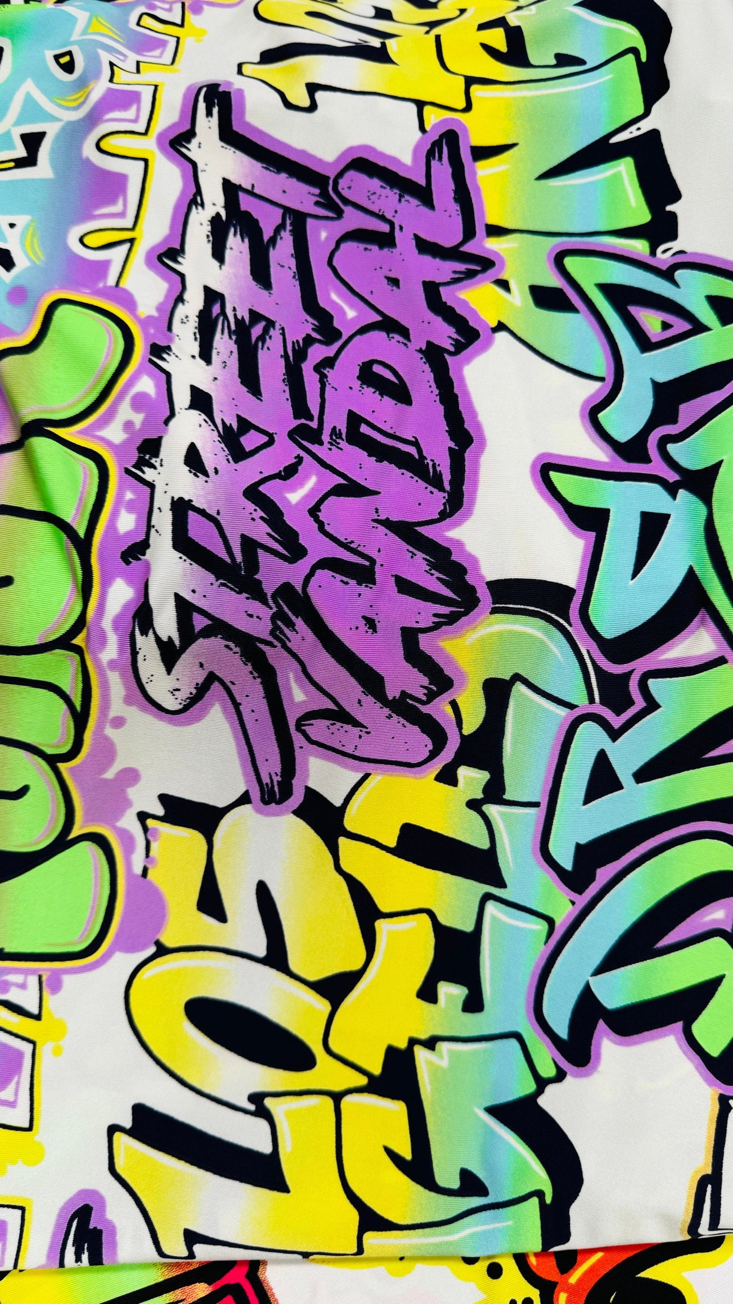 New Graffiti Paint design multicolor print on great quality of poly spandex 4-way stretch light weight 58/60” High Quality Fabrics