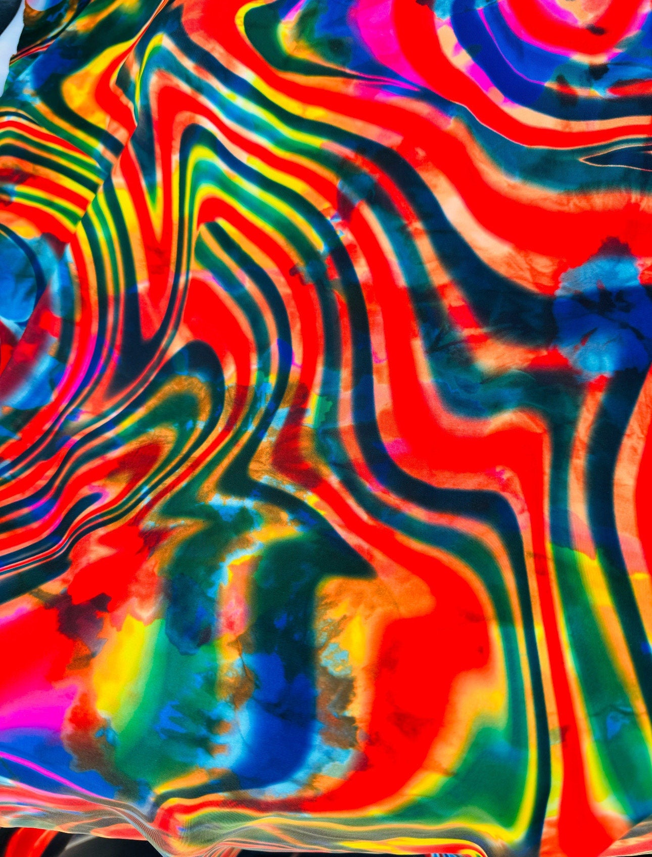 Tie Dye Swirl Rolex design print on great quality of nylon spandex 4-way stretch 58/60” High Quality fabrics by AlexLAFabrics