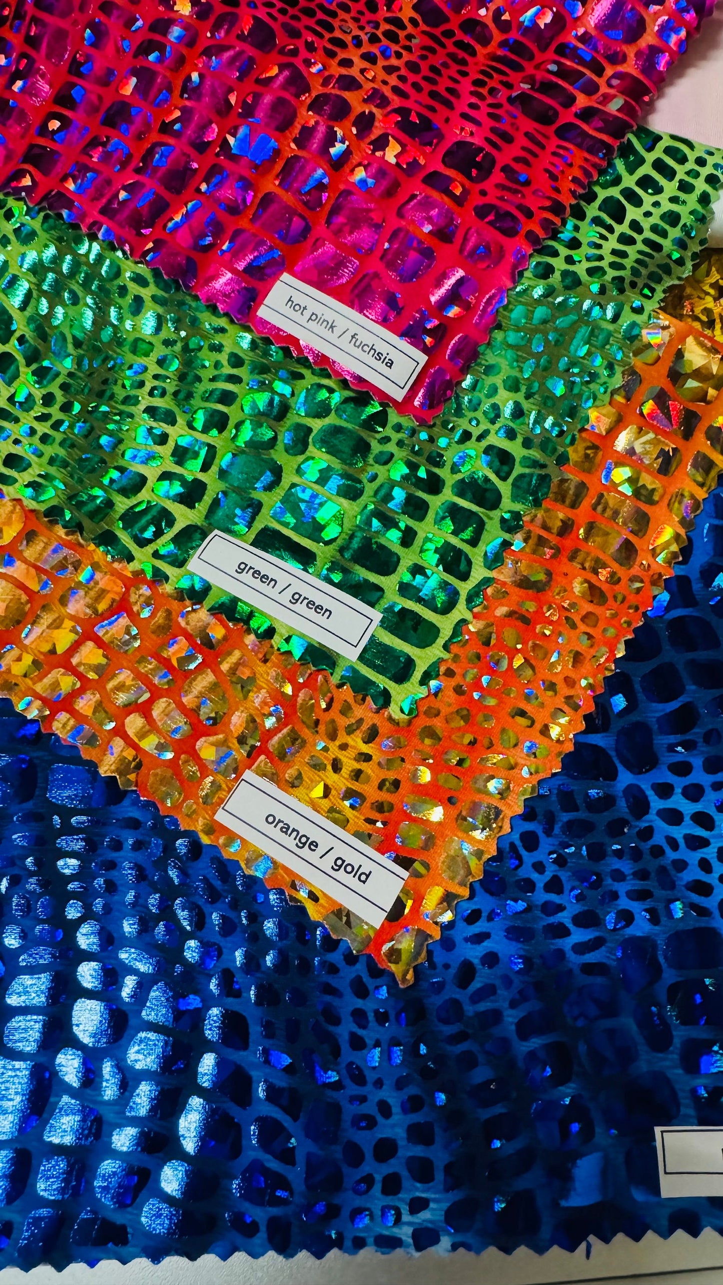 New Disco Crocodile design hologram metallic nylon spandex 4-way stretch 58/60” High quality fabrics by AlexLAFabrics