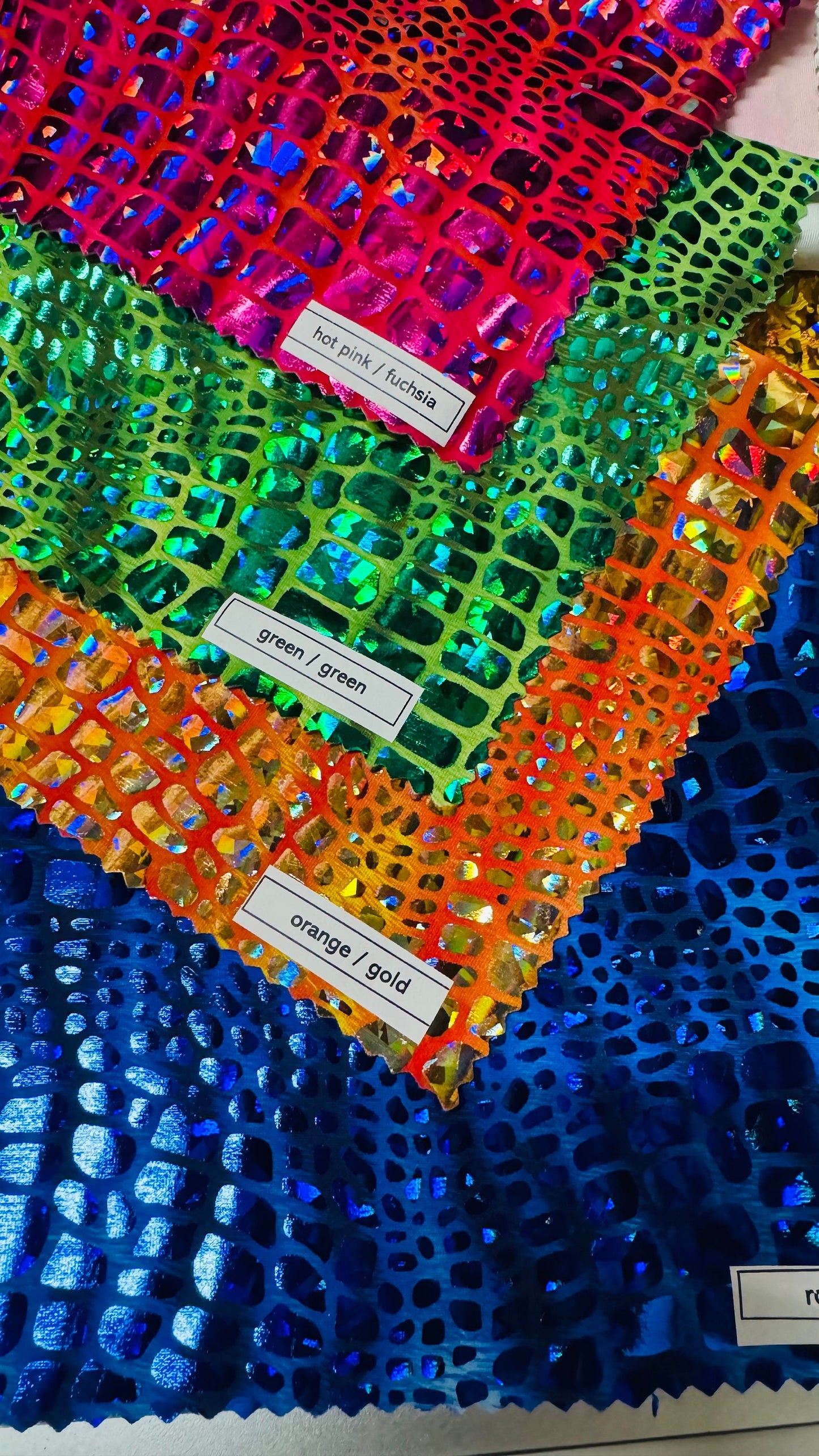 New Disco Crocodile design hologram metallic nylon spandex 4-way stretch 58/60” High quality fabrics by AlexLAFabrics