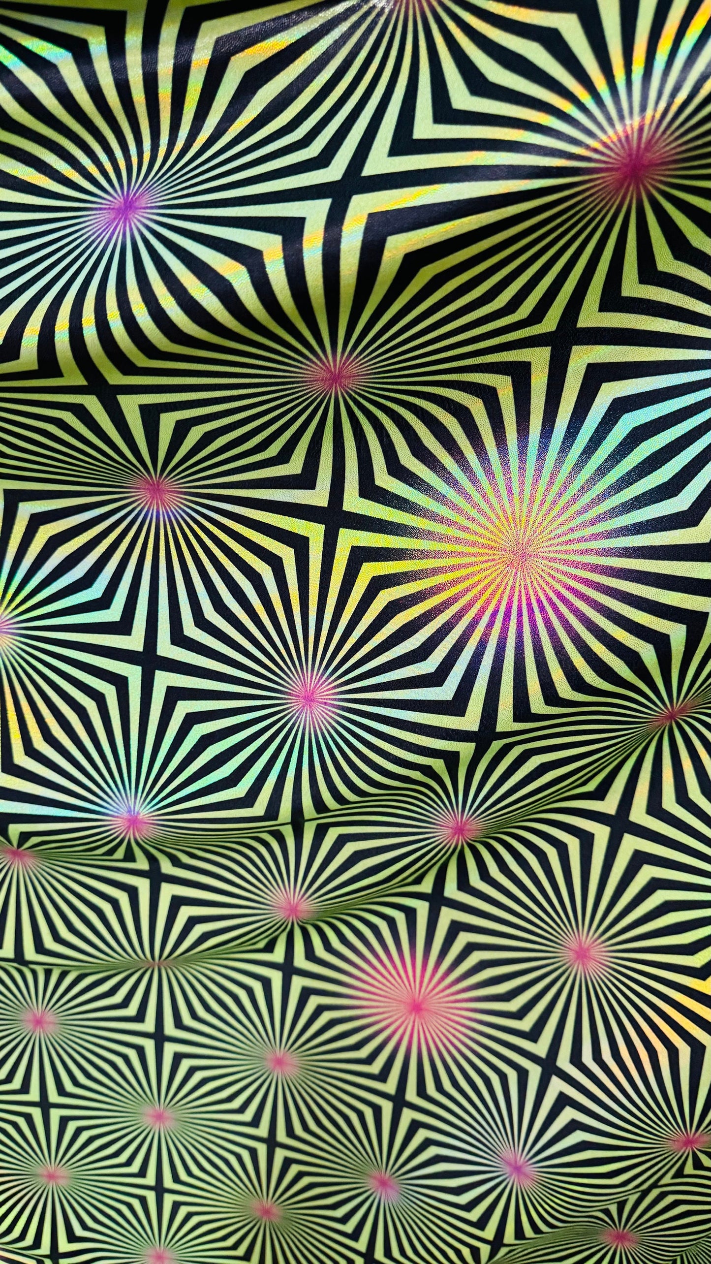 New Psychedelic abstract design Iridescent metallic nylon spandex with foggy foil 4-way stretch 58/60” High quality fabrics by AlexLAFabric