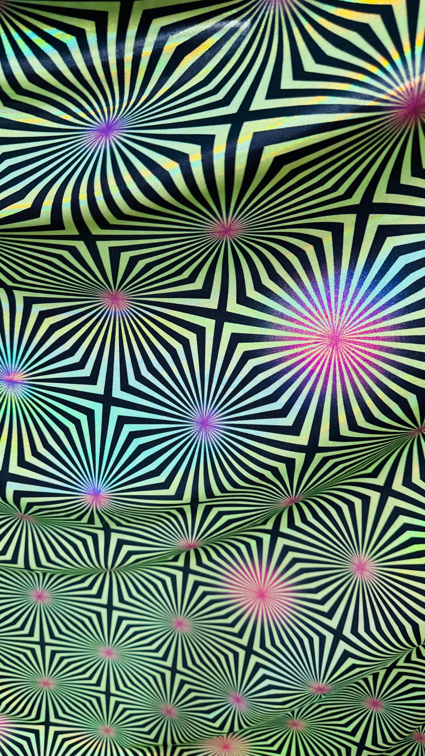 New Psychedelic abstract design Iridescent metallic nylon spandex with foggy foil 4-way stretch 58/60” High quality fabrics by AlexLAFabric