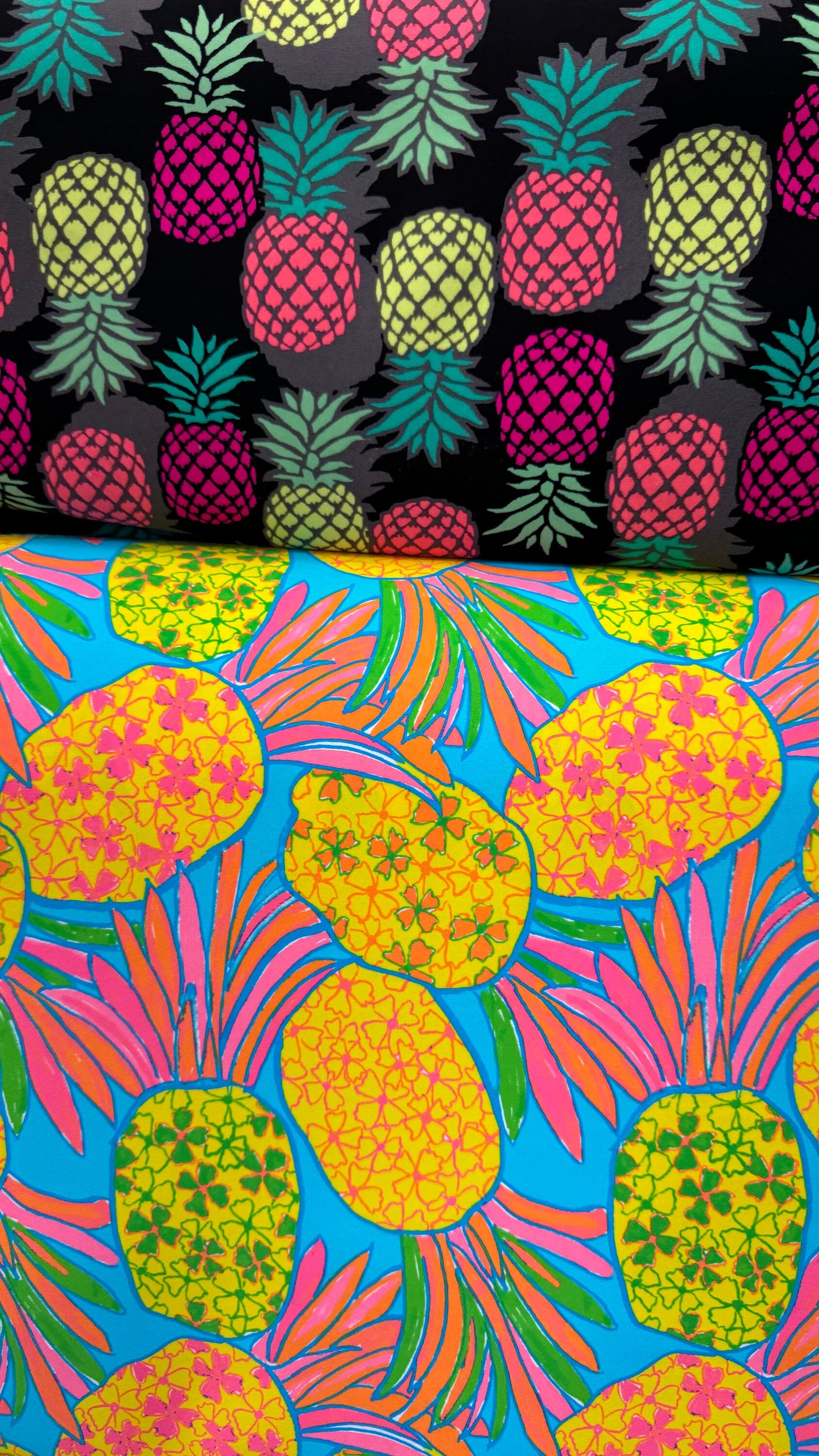 Pineapple design print on best quality of nylon spandex 4-way stretch 58/60” High quality fabrics by AlexLAFabrics