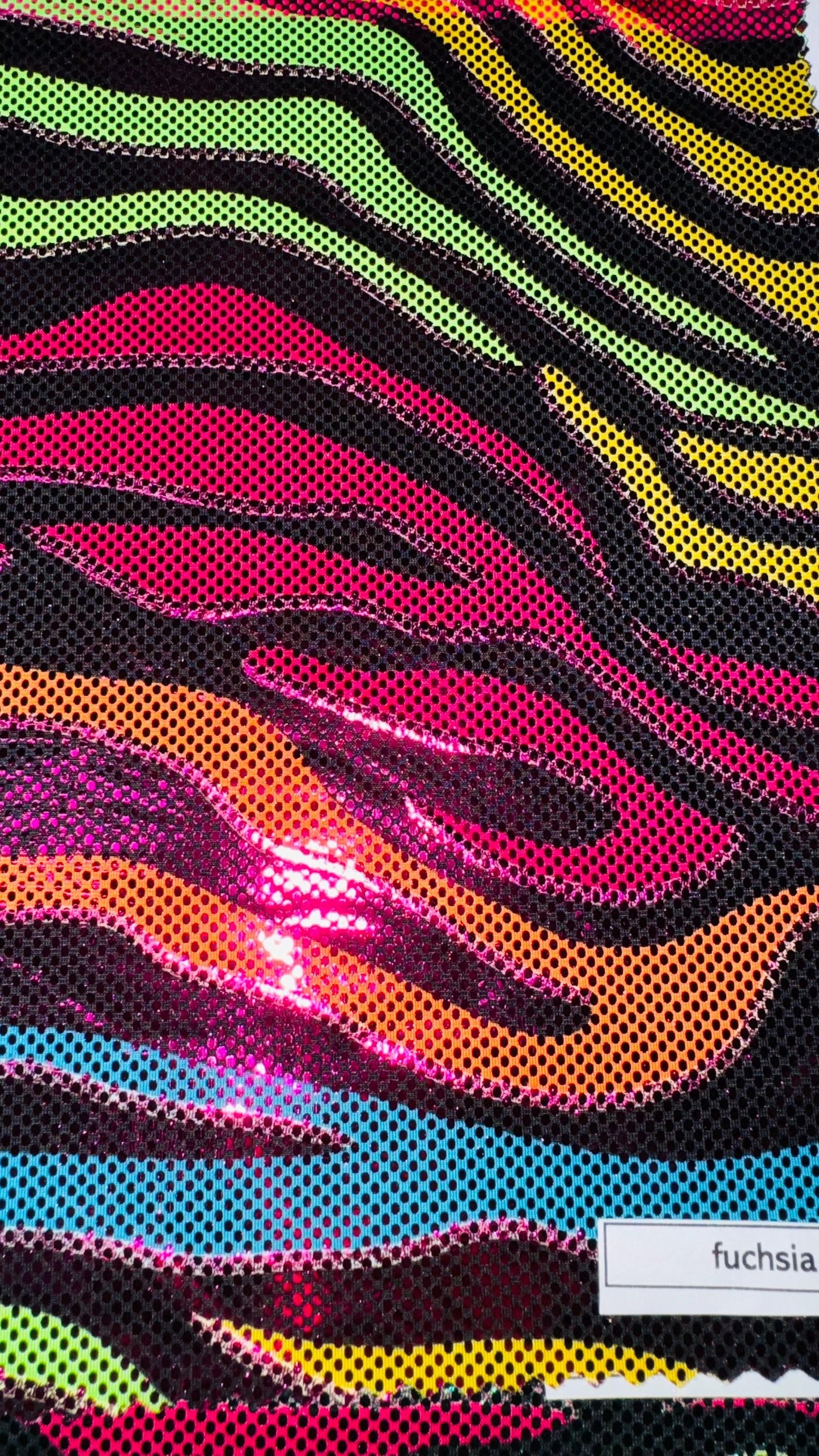 Fantastic Zebra Rainbow design metallic nylon spandex 4-way stretch 58/60” High quality fabrics by AlexLAFabrics