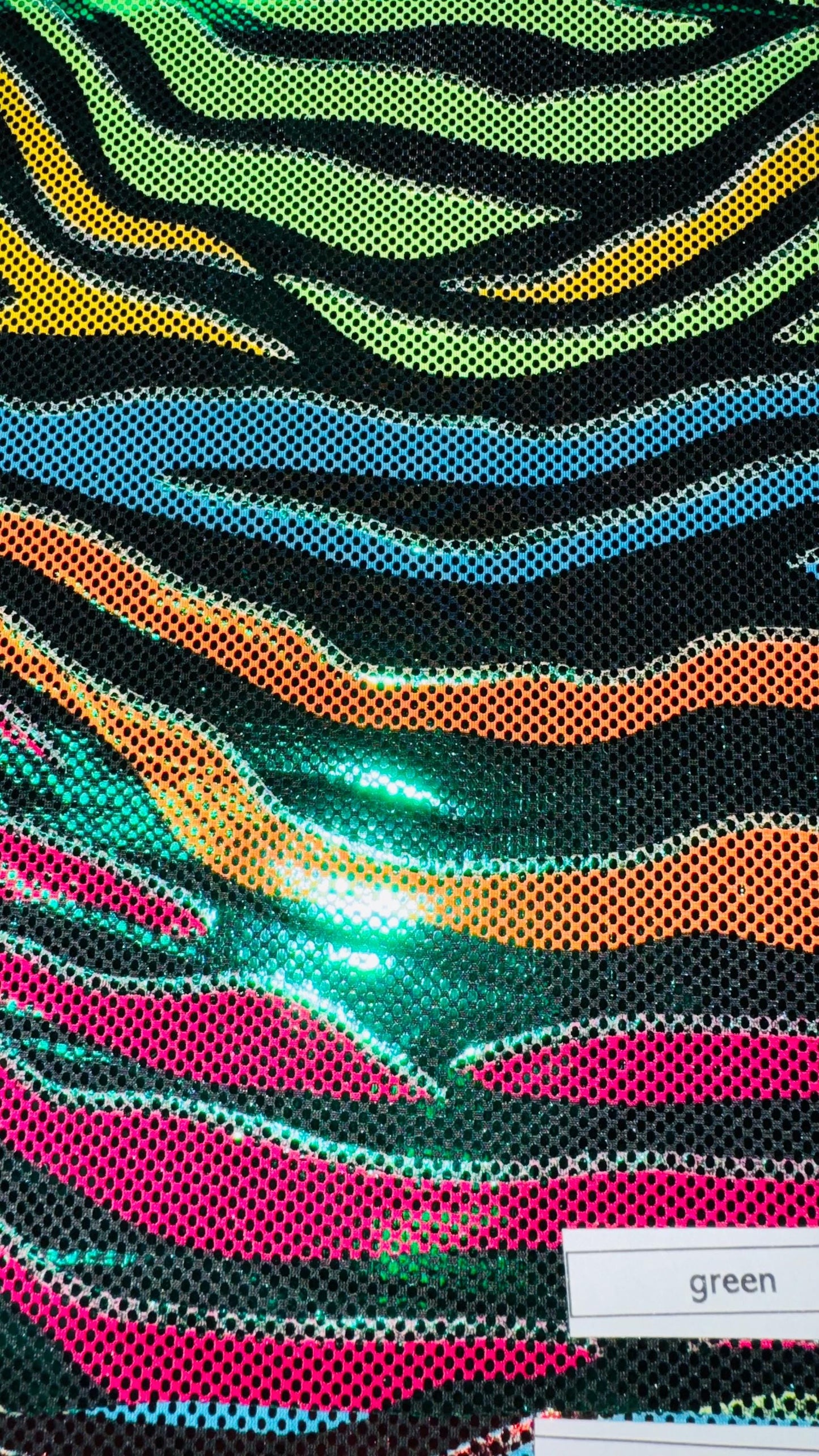 Fantastic Zebra Rainbow design metallic nylon spandex 4-way stretch 58/60” High quality fabrics by AlexLAFabrics