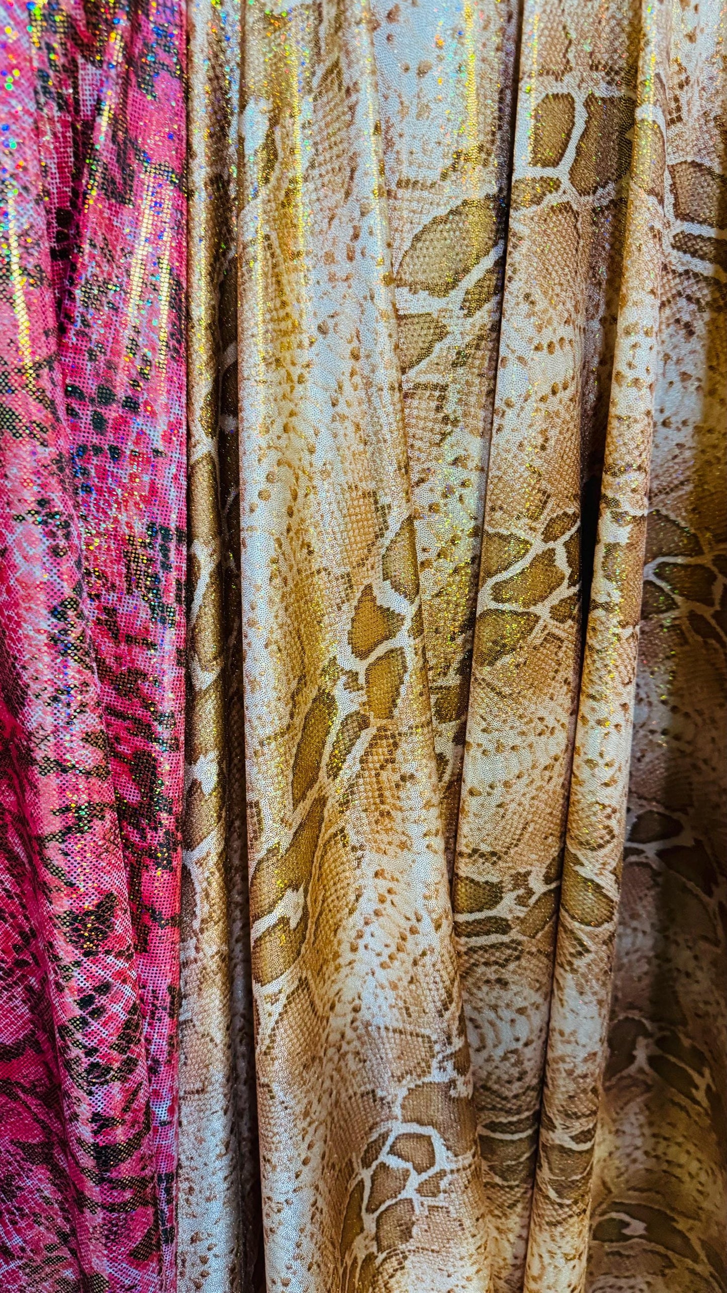 Exotic Boa Snake design hologram metallic nylon spandex 4-way stretch 58/60” High quality fabrics by AlexLAFabrics
