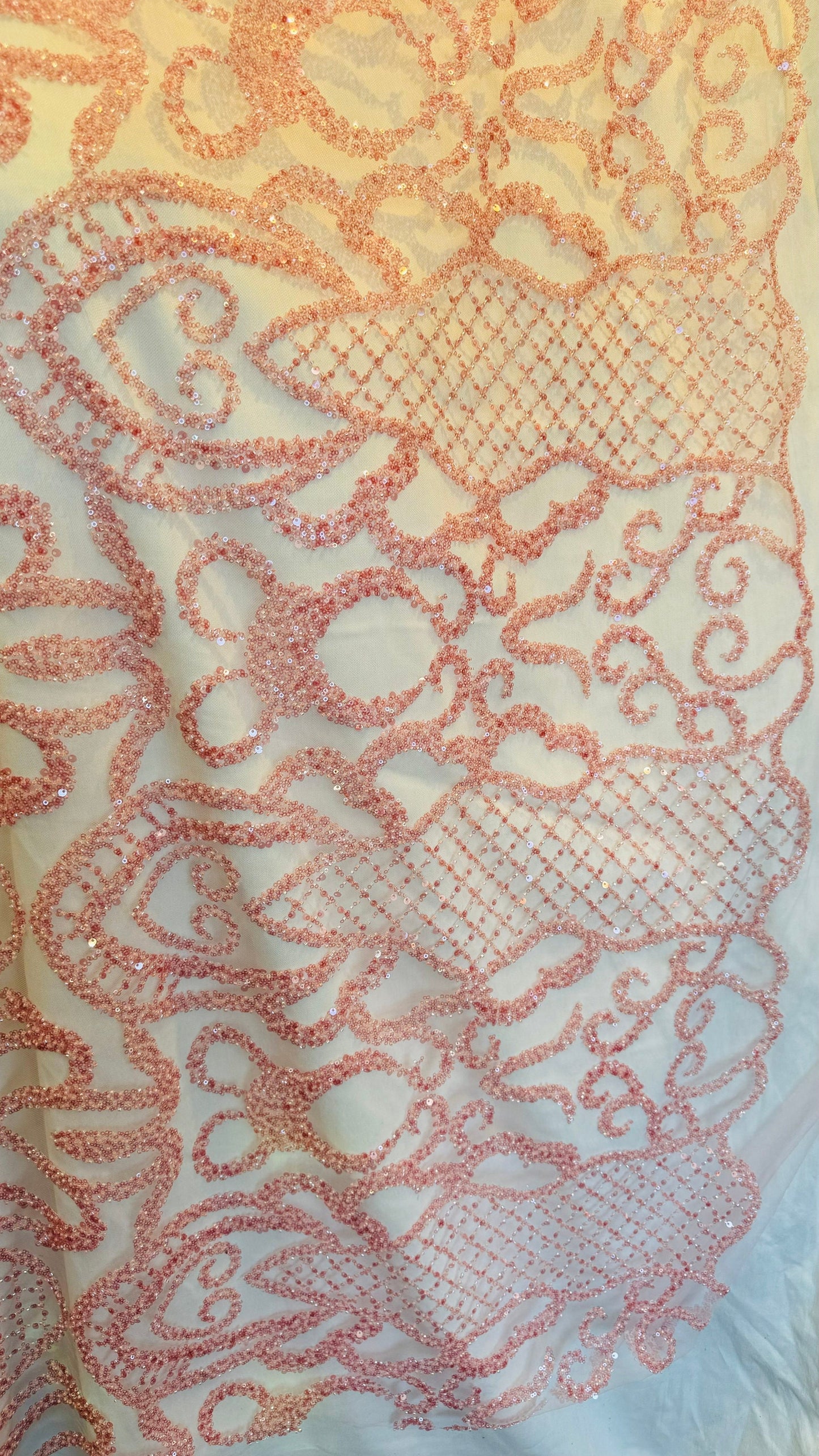 Luxury 3D Beaded France Lace design embroidered ok 4-way stretch 55/57” High Quality fabrics by AlexLAFabrics