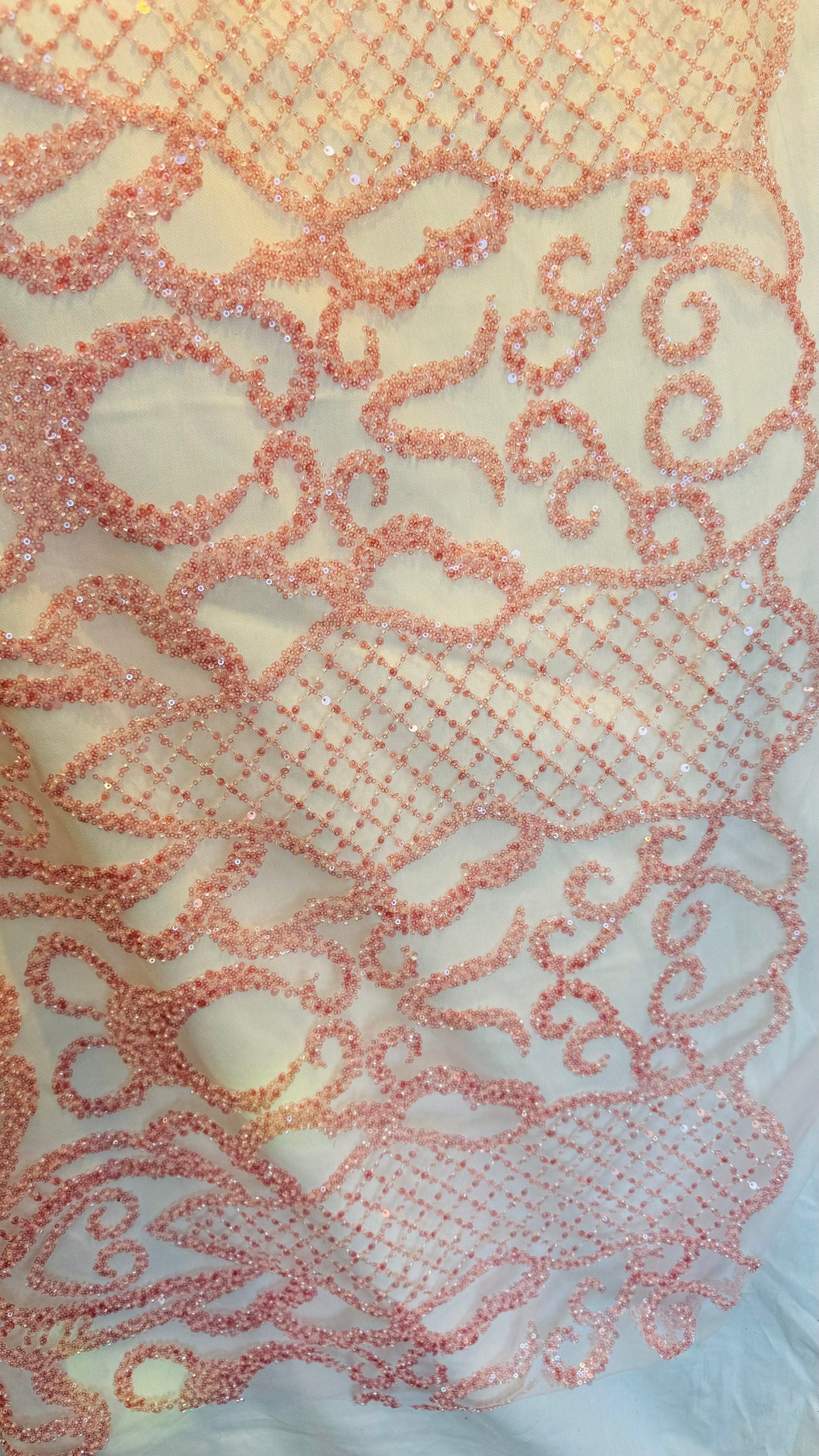 Luxury 3D Beaded France Lace design embroidered ok 4-way stretch 55/57” High Quality fabrics by AlexLAFabrics