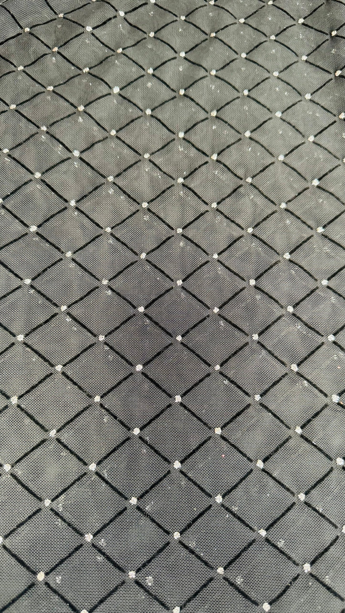 Diamond power mesh with flocking 4-way spandex 58/60” Sold by the YD.