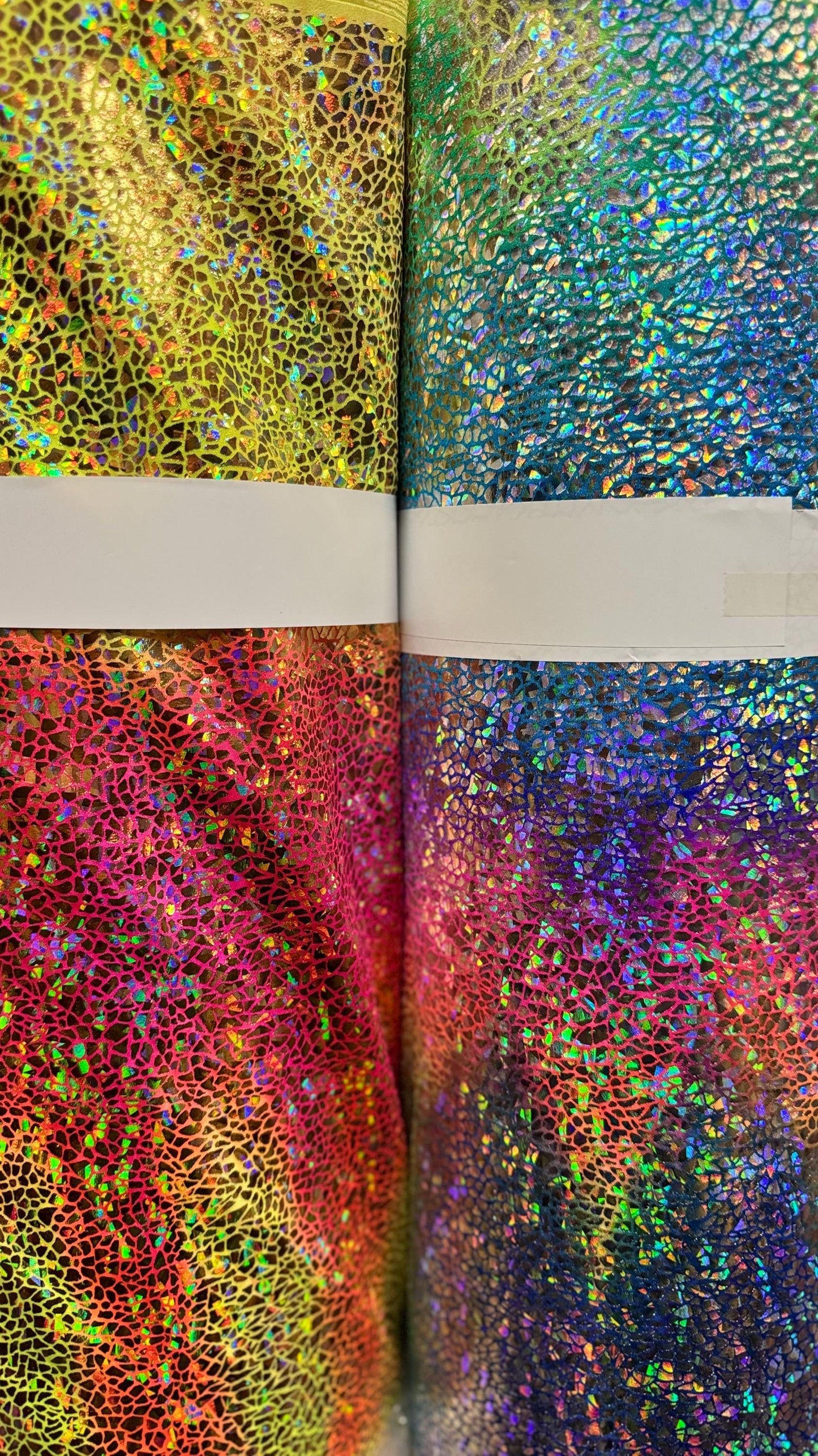 Tie Dye Unicorn hologram metallic nylon spandex 4-way stretch 58/60” High quality fabrics by AlexLAFabrics