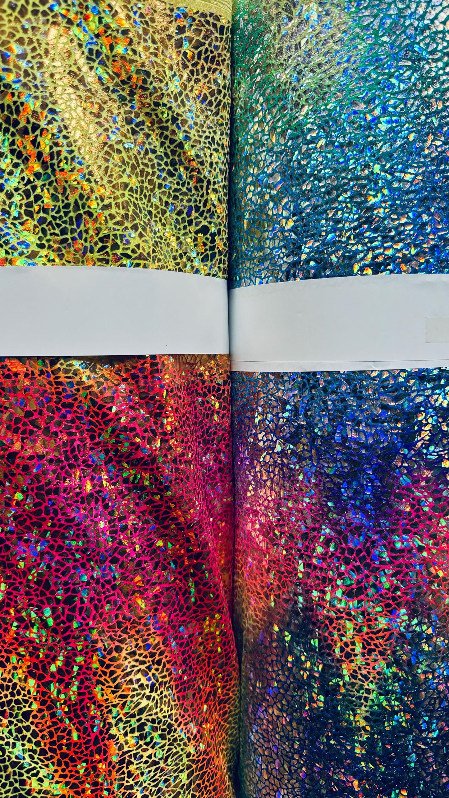Tie Dye Unicorn hologram metallic nylon spandex 4-way stretch 58/60” High quality fabrics by AlexLAFabrics