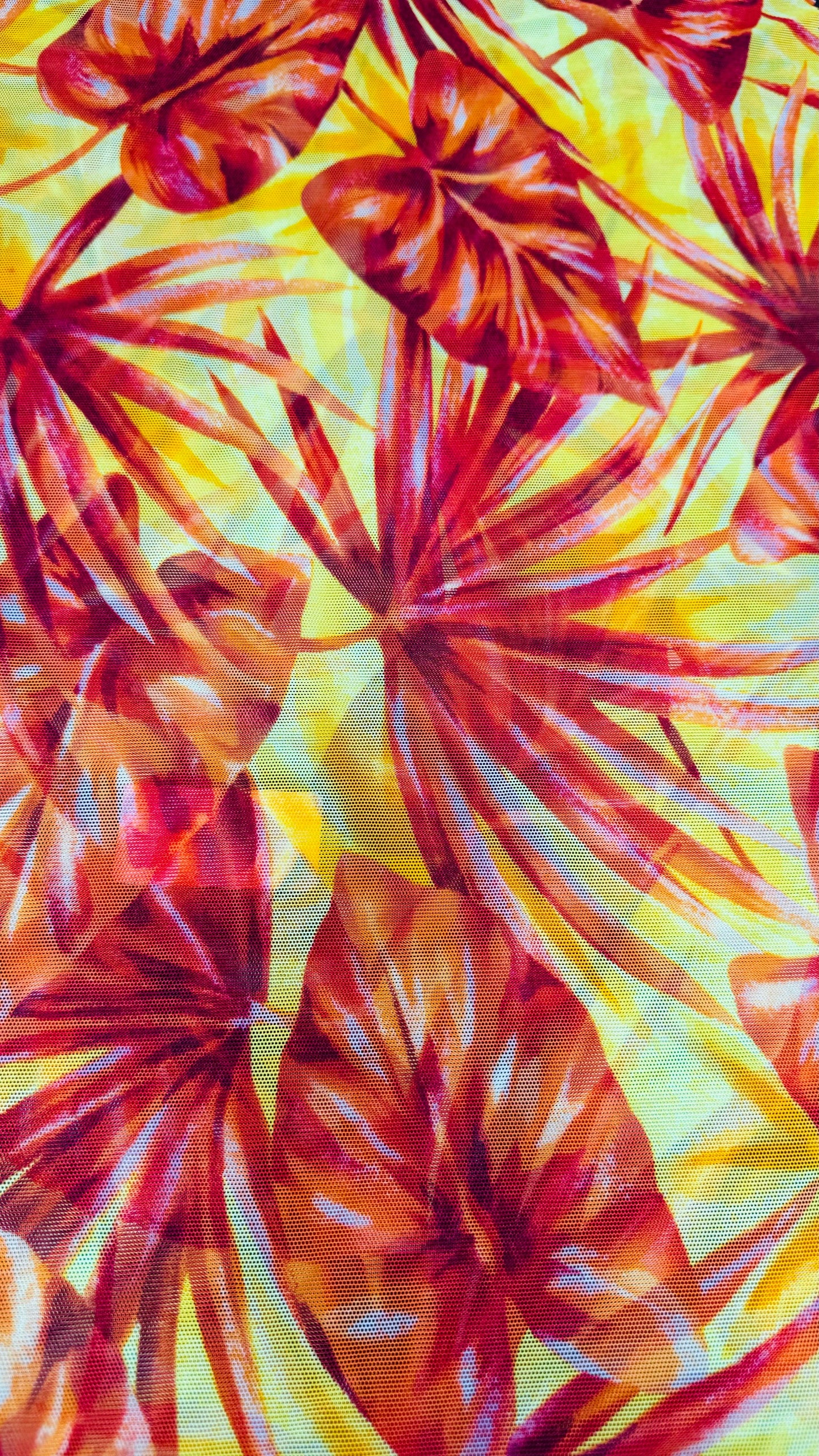 New Tropical design print on power mesh nylon spandex 4-way stretch 58/60” High quality fabrics by AlexLAFabrics
