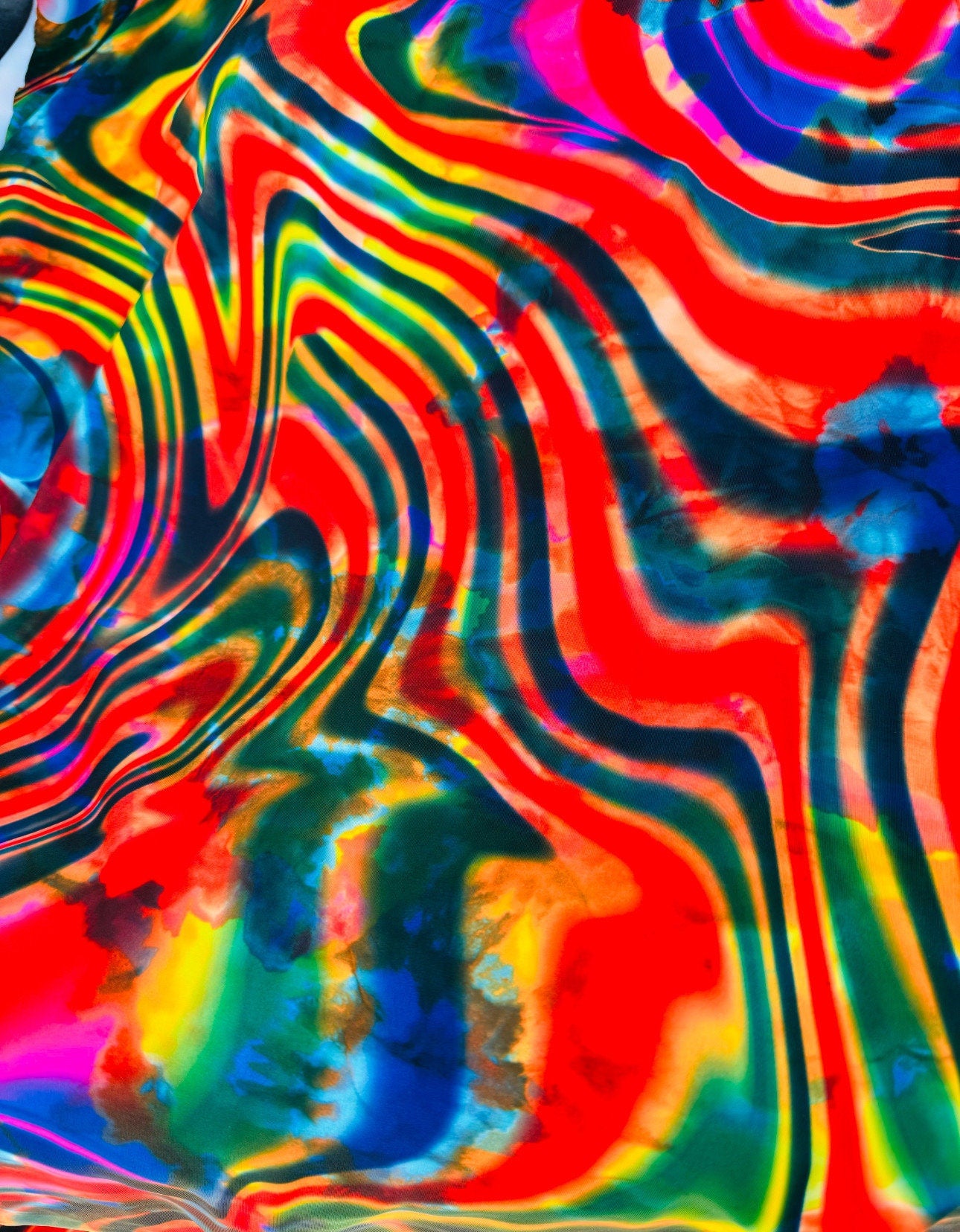 Tie Dye Swirl Rolex design print on great quality of nylon spandex 4-way stretch 58/60” High Quality fabrics by AlexLAFabrics