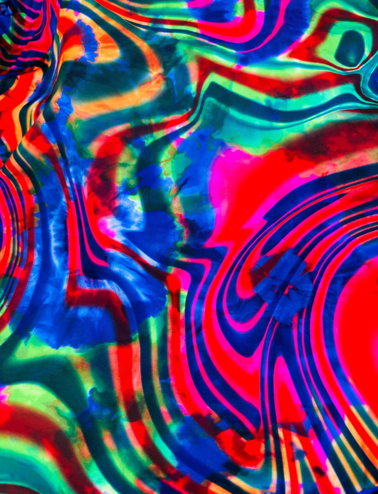 Tie Dye Swirl Rolex design print on great quality of nylon spandex 4-way stretch 58/60” High Quality fabrics by AlexLAFabrics