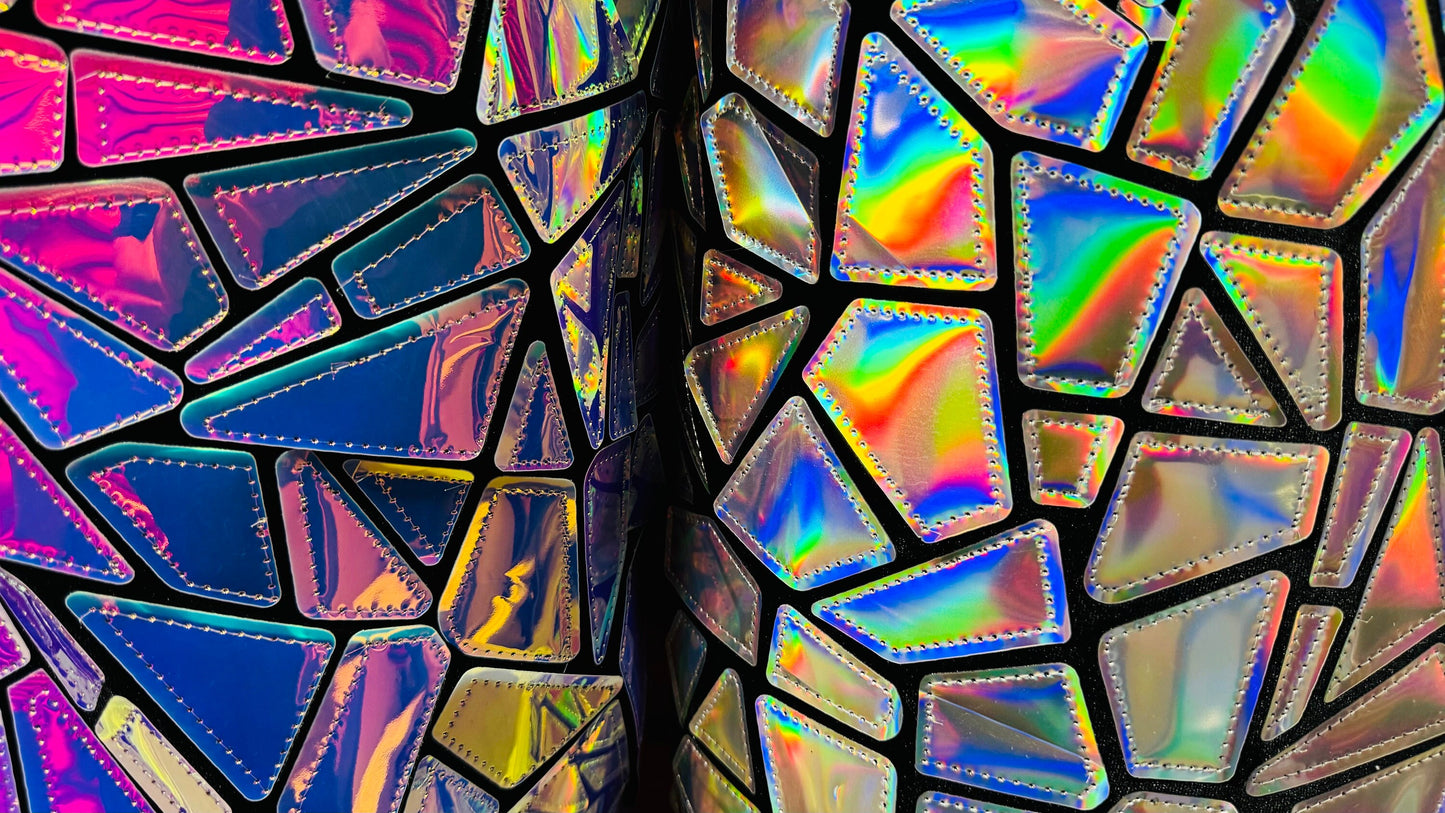 Geometric Mirror design embroidered on stretch velvet 2-way stretch 58/60” Luxury fabrics by AlexLAFabrics