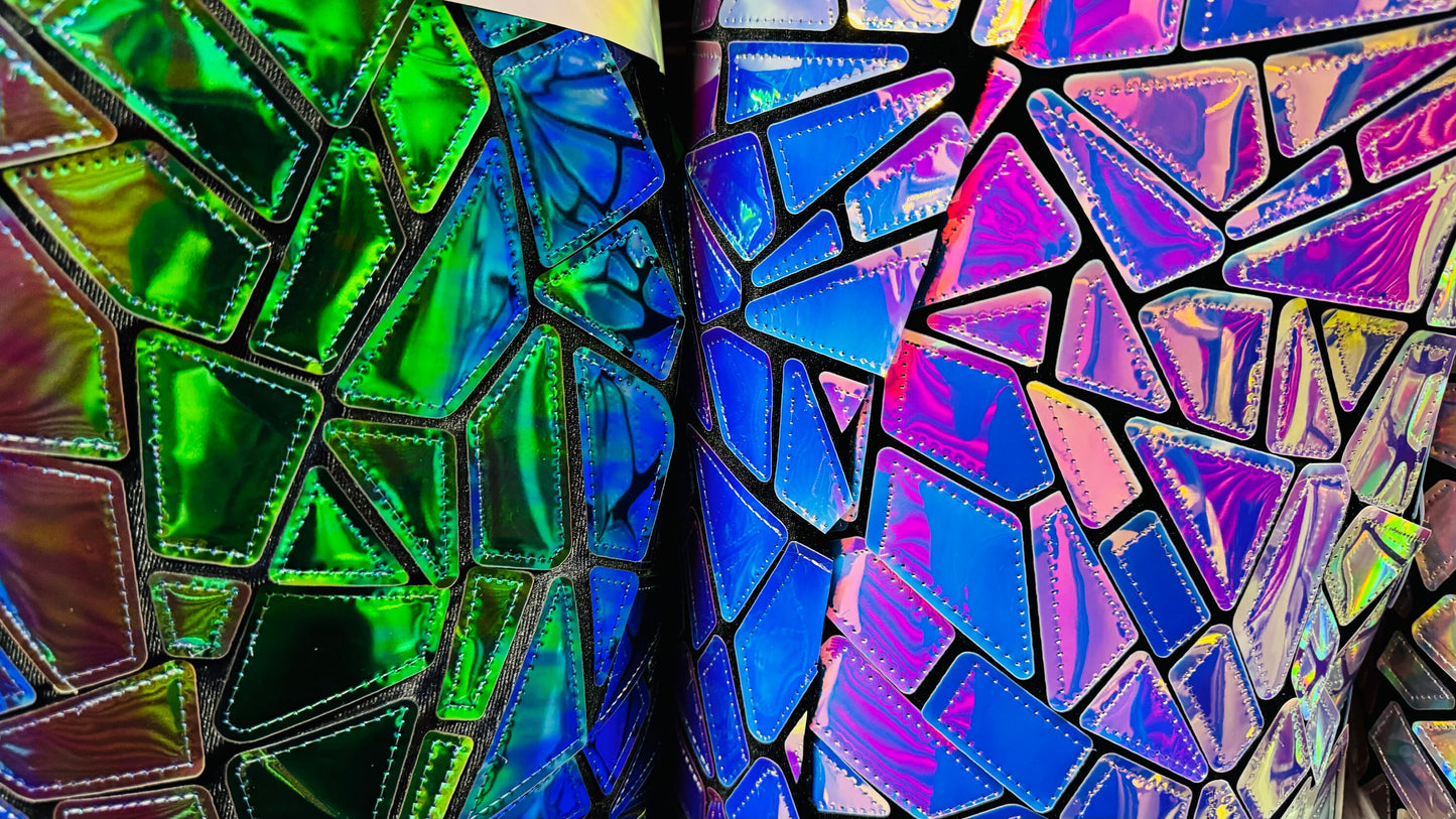 Geometric Mirror design embroidered on stretch velvet 2-way stretch 58/60” Luxury fabrics by AlexLAFabrics