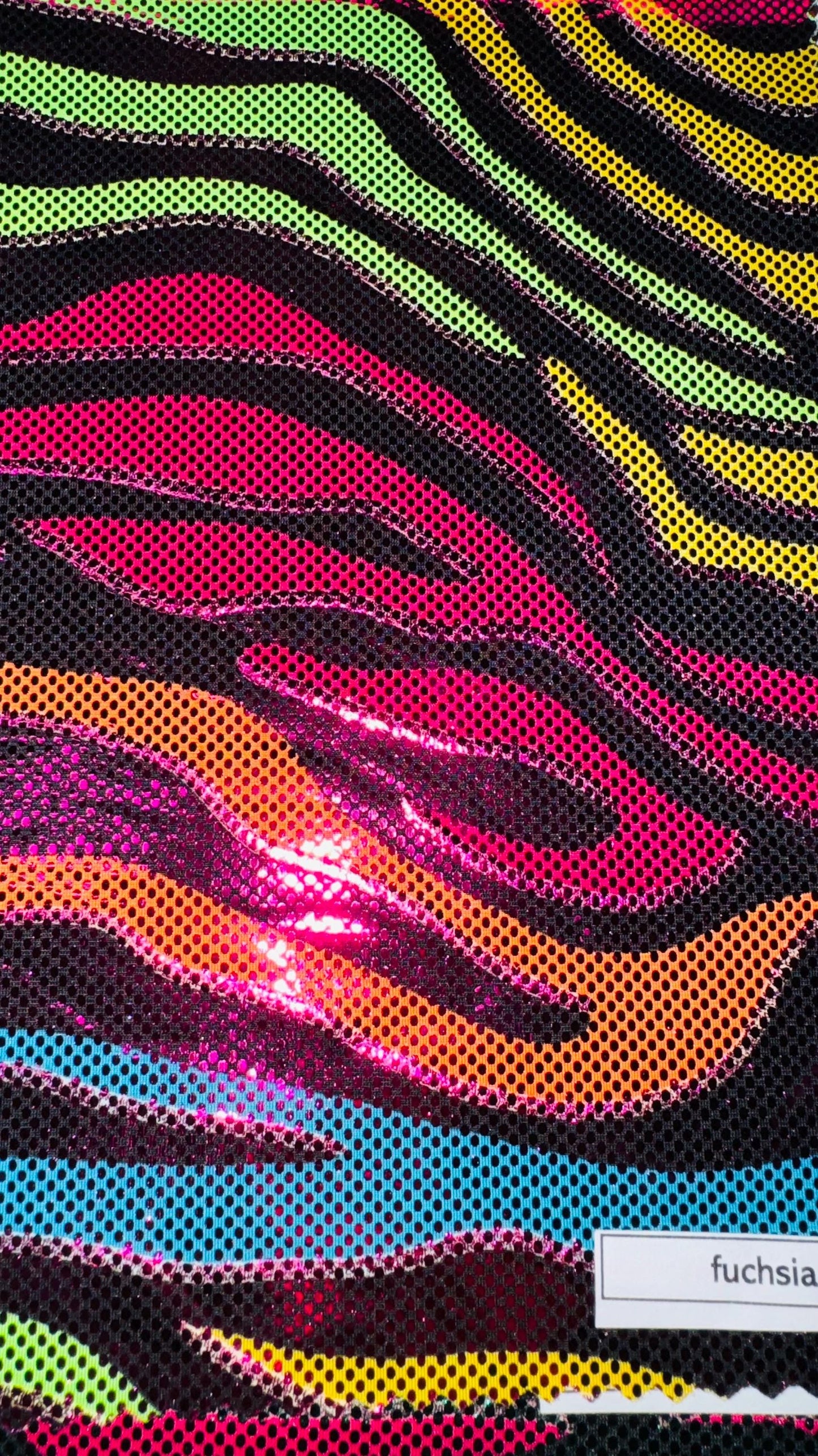 Fantastic Zebra Rainbow design metallic nylon spandex 4-way stretch 58/60” High quality fabrics by AlexLAFabrics