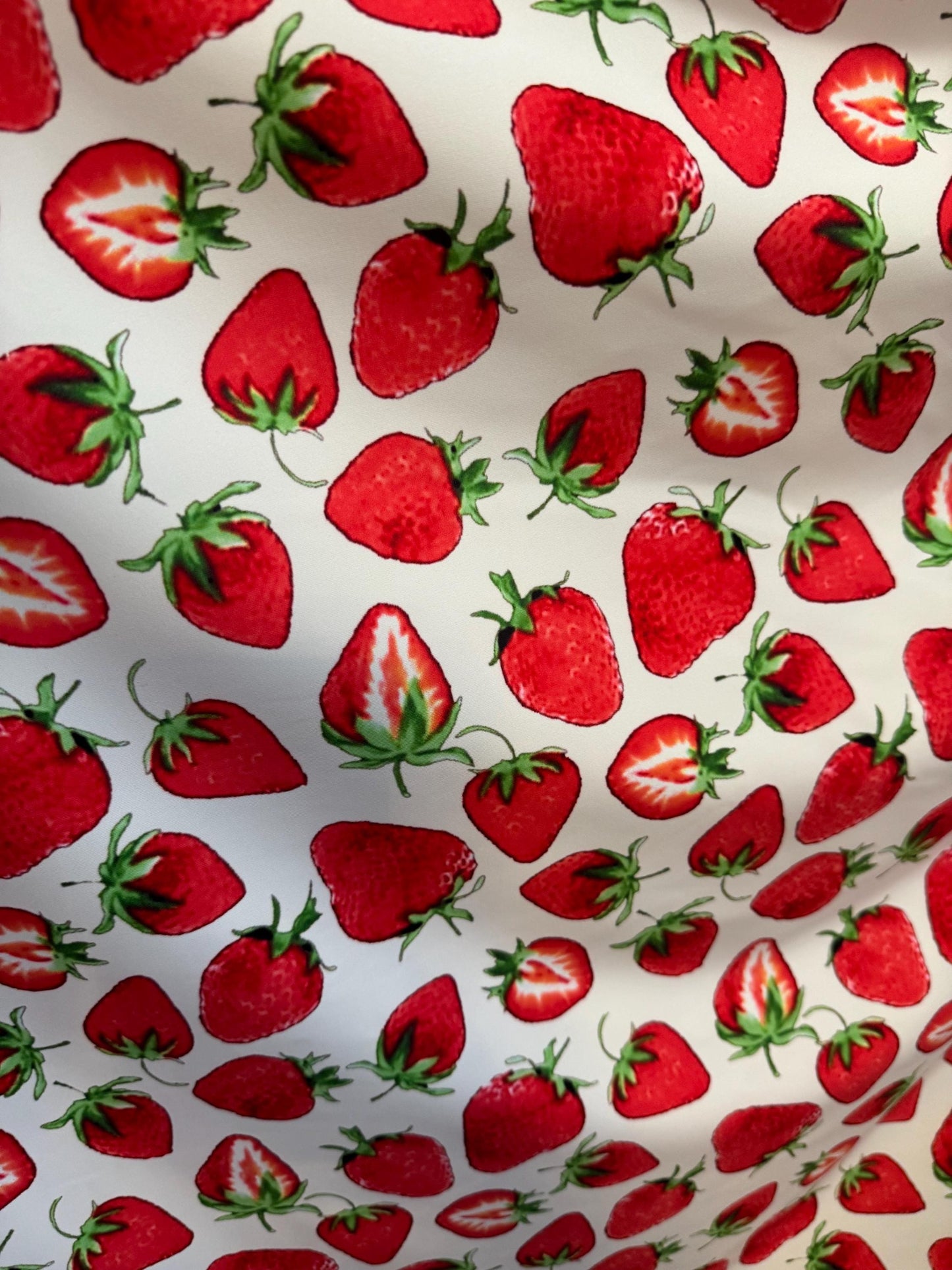 New Strawberry design print on best quality of Nylon spandex 4-way stretch 58/60” High quality fabrics by AlexLAFabrics