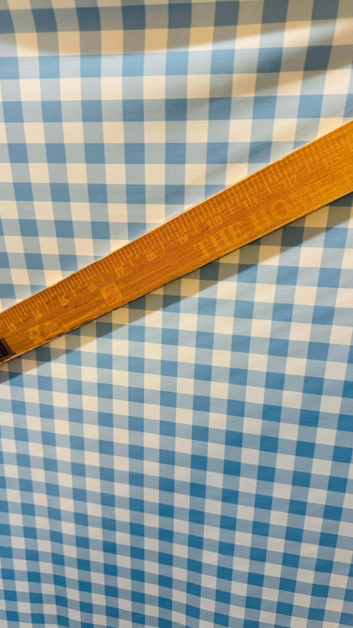 Gingham design size 1/2” Baby blue print on best quality of nylon spandex 4-way stretch 58/60” High quality fabrics by AlexLAFabrics