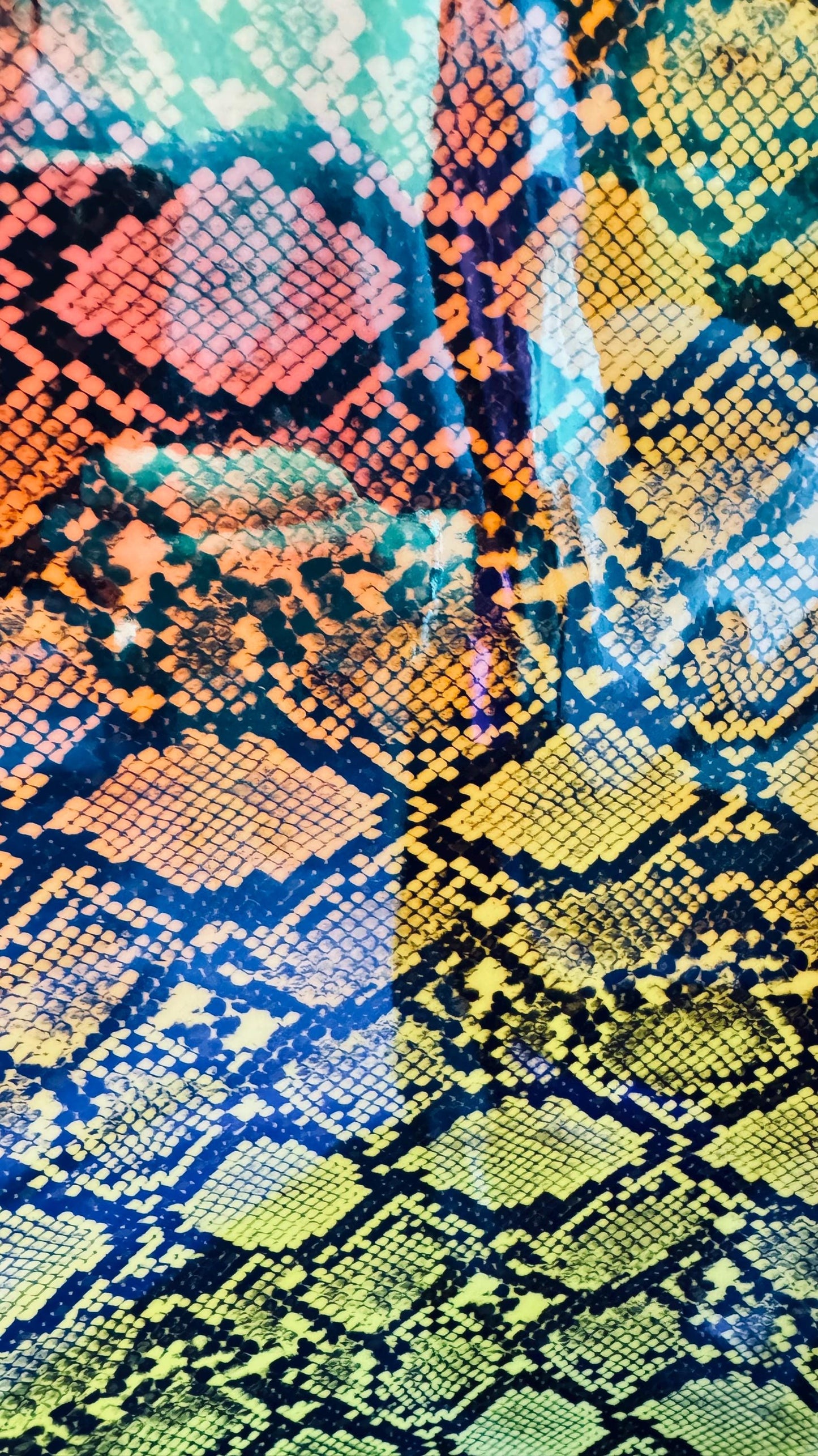 3D Exotic Snake Iridescent Rainbow design on high quality of super shiny vinyl non stretch 58/60” High quality fabrics by AlexLAFabrics