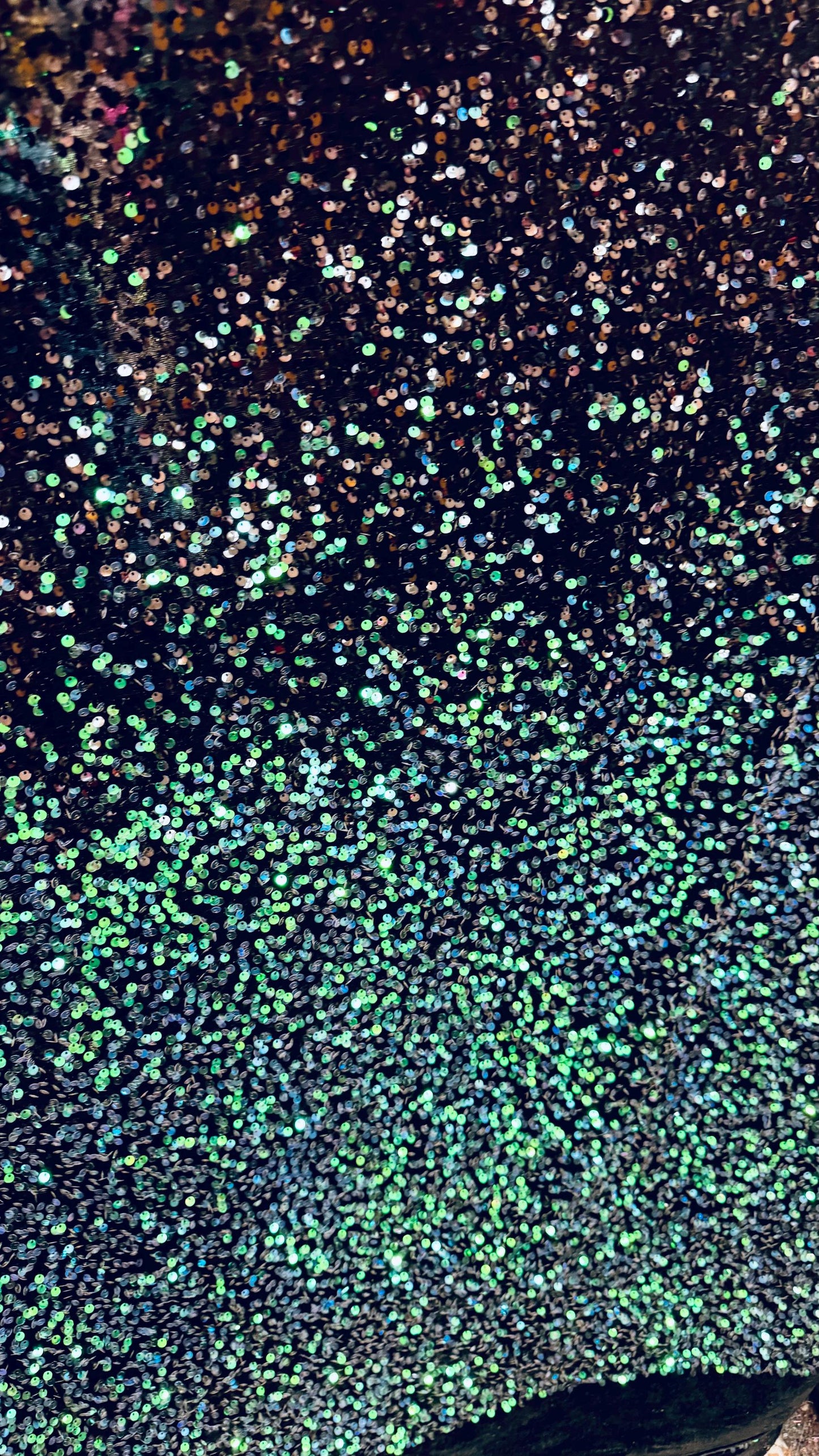 Luxury Ombre sequins Black-Peacock green on 4-way stretch velvet 58/60” high quality fabrics by AlexLAFabrics
