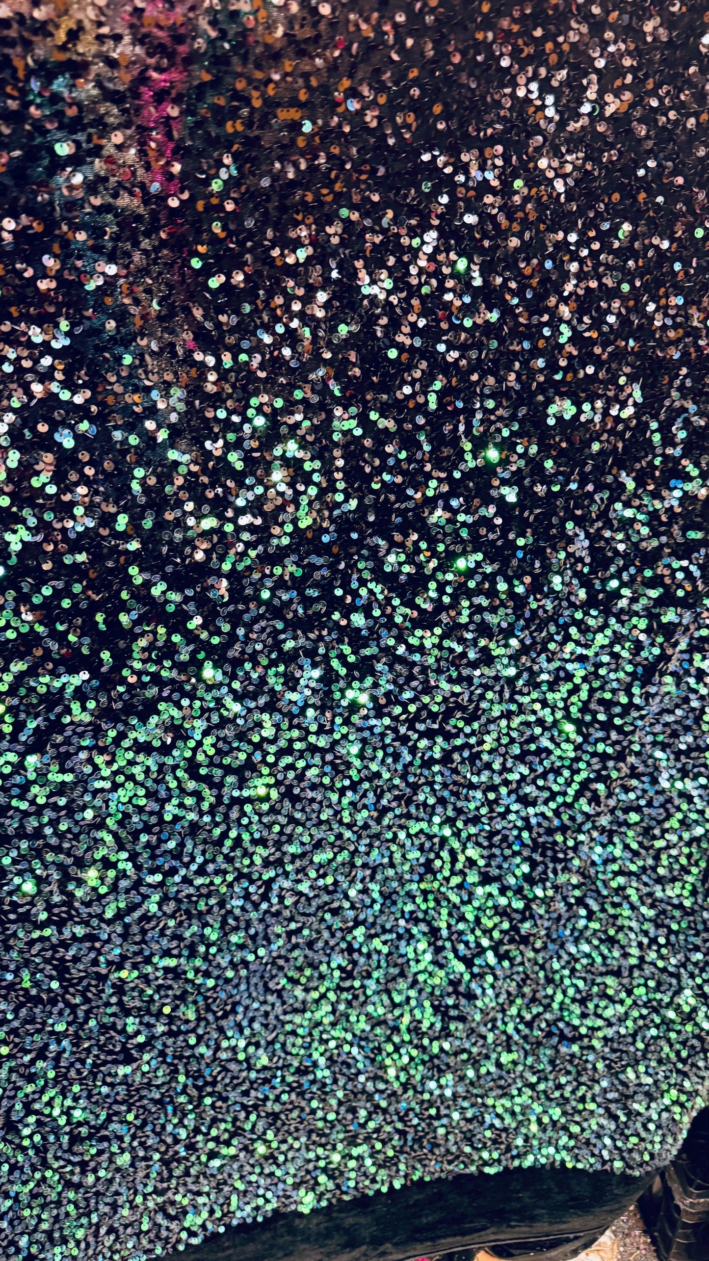 Luxury Ombre sequins Black-Peacock green on 4-way stretch velvet 58/60” high quality fabrics by AlexLAFabrics