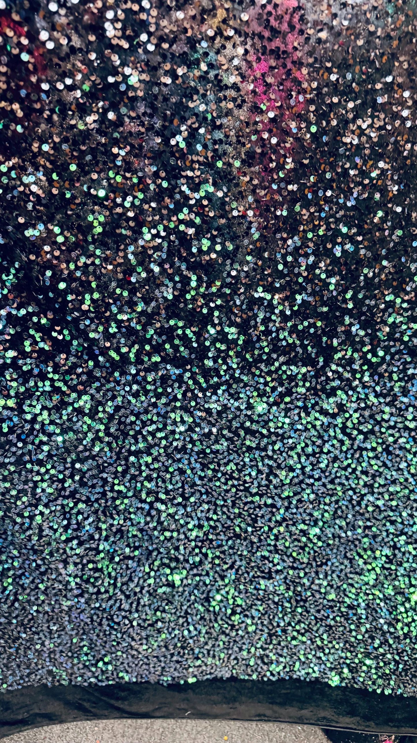 Luxury Ombre sequins Black-Peacock green on 4-way stretch velvet 58/60” high quality fabrics by AlexLAFabrics