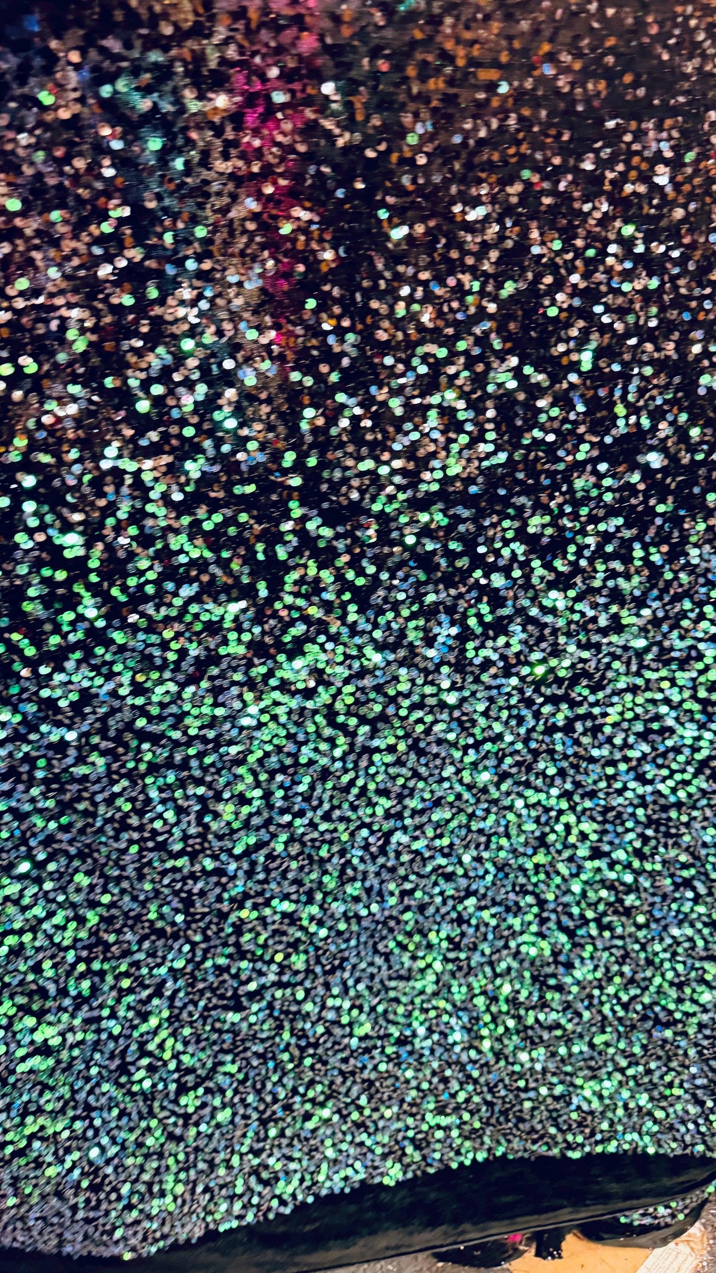 Luxury Ombre sequins Black-Peacock green on 4-way stretch velvet 58/60” high quality fabrics by AlexLAFabrics