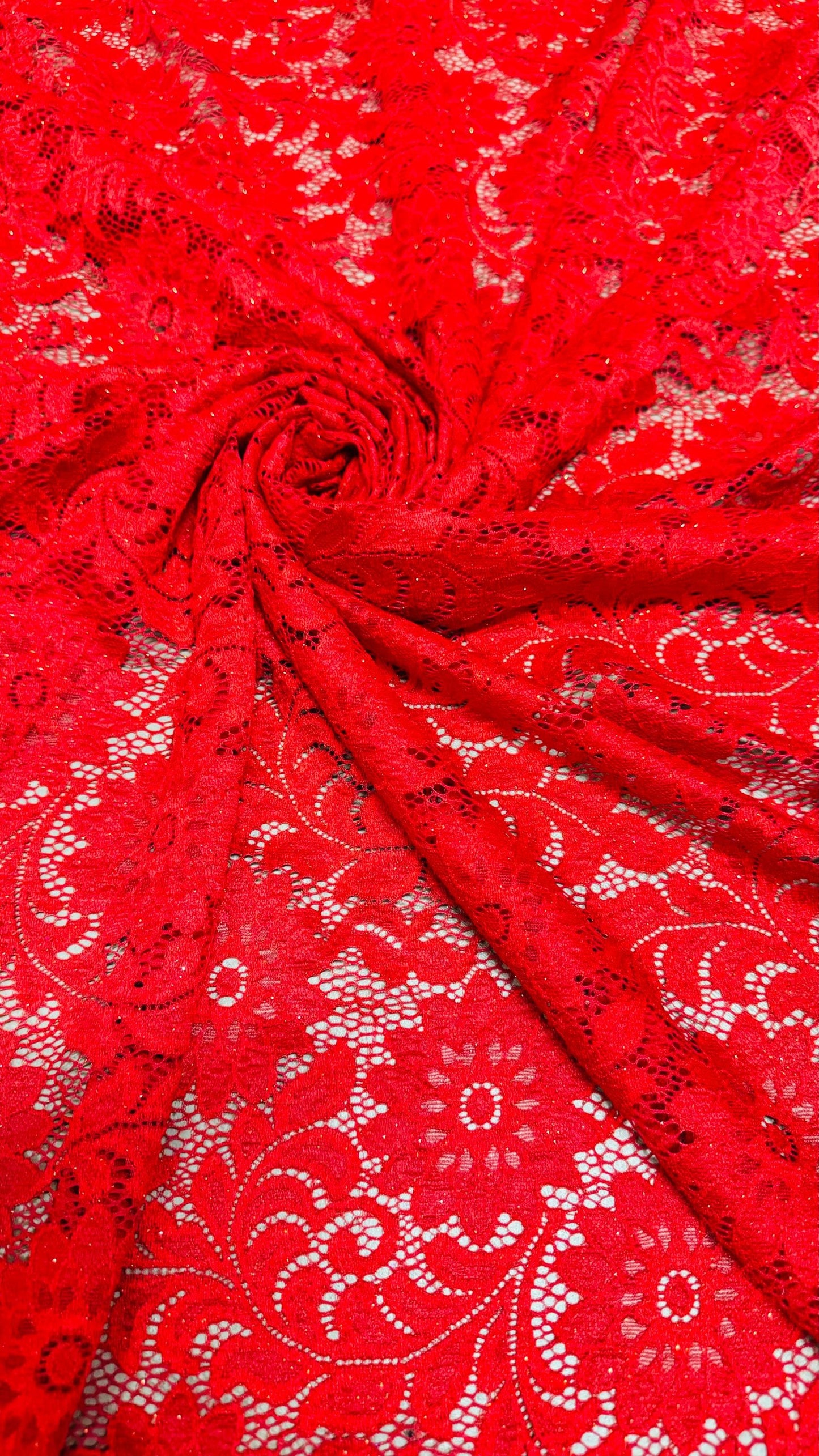 New Victoria Stretch lace design with glitter best quality of stretch lace 55/57” Sold by the YD. Ships Worldwide from Los Ángeles